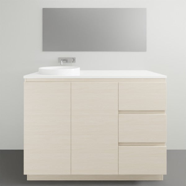 ADP Glacier Lite Ensuite Vanity Set with Solid Surface Top - 3-Piece Door and Drawer Bathroom Vanity for Modern Homes | Perfect for Small Bathrooms, Guest Suites & Apartment Remodels