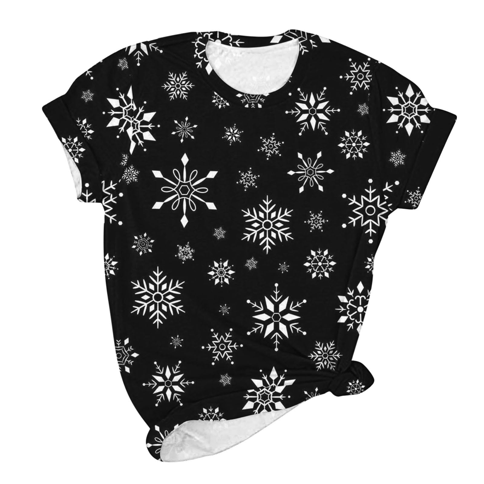 Homisy Women's Plus Size Christmas Graphic T-Shirt - Casual Short Sleeve Crewneck Pullover Top for Holiday Parties & Family Gatherings