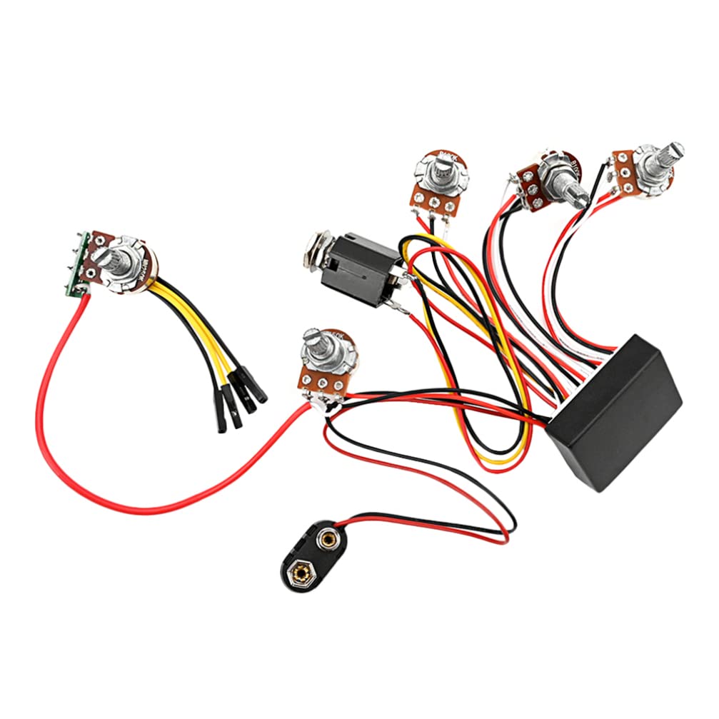 High-Quality 3-Band Active/Passive EQ Bass Pickup Set - Replacement Electric Guitar Preamp Circuit & Wiring Harness for Enhanced Sound | Perfect for Studio Recording & Live Performances