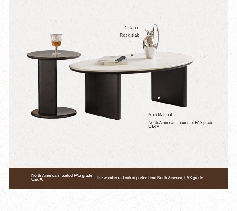 Solid Oak Wood Rock Slab Coffee Table - Rustic Modern Living Room Furniture for Home Decor & Entertainment Spaces