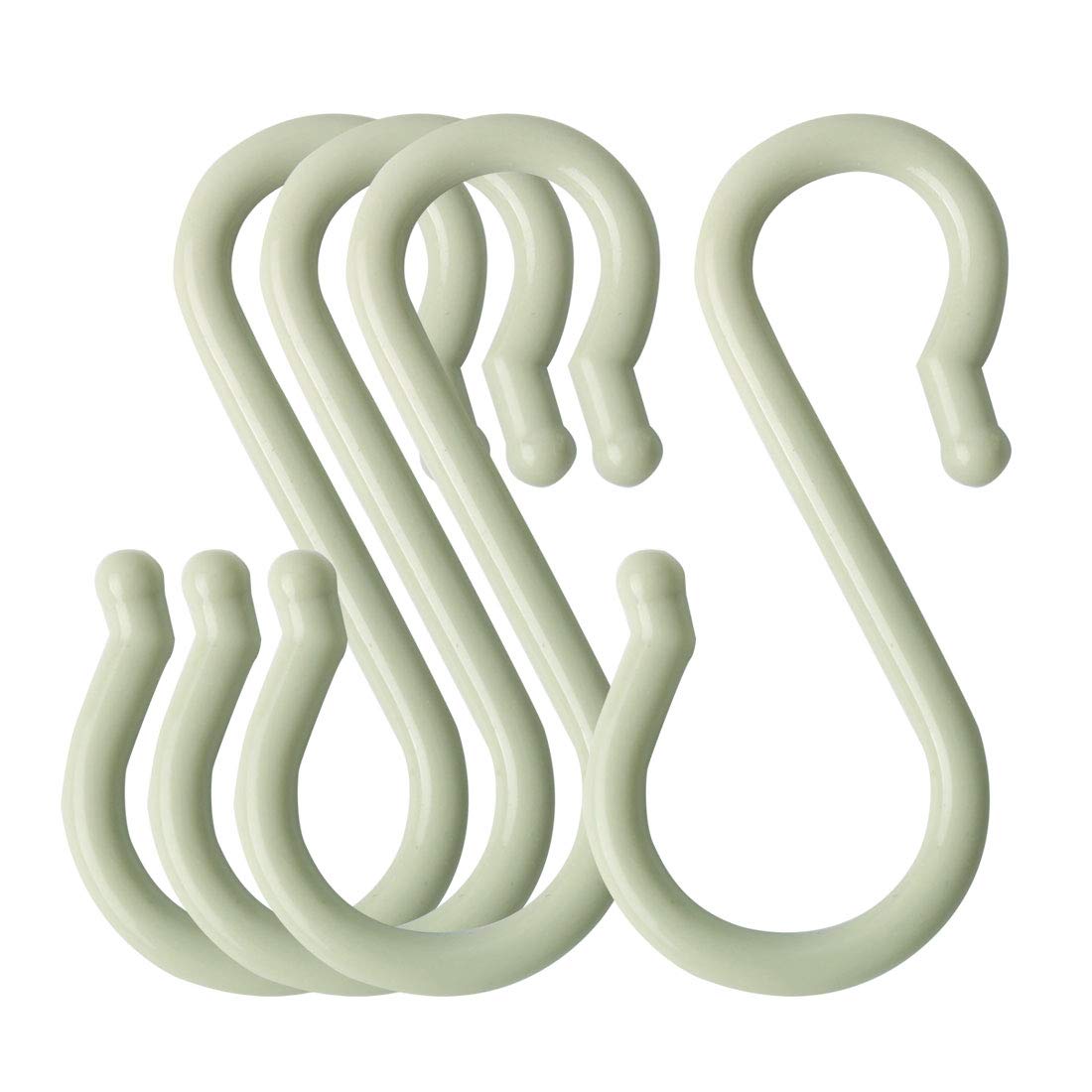 uxcell 4 Pack S-Shaped Plastic Hooks - Heavy Duty Hangers for Kitchen, Bathroom, Closet - Organize Pots, Pans, Cups, Utensils, Clothes & Towels (Light Green) - Perfect for Space Saving Storage & Home Organization