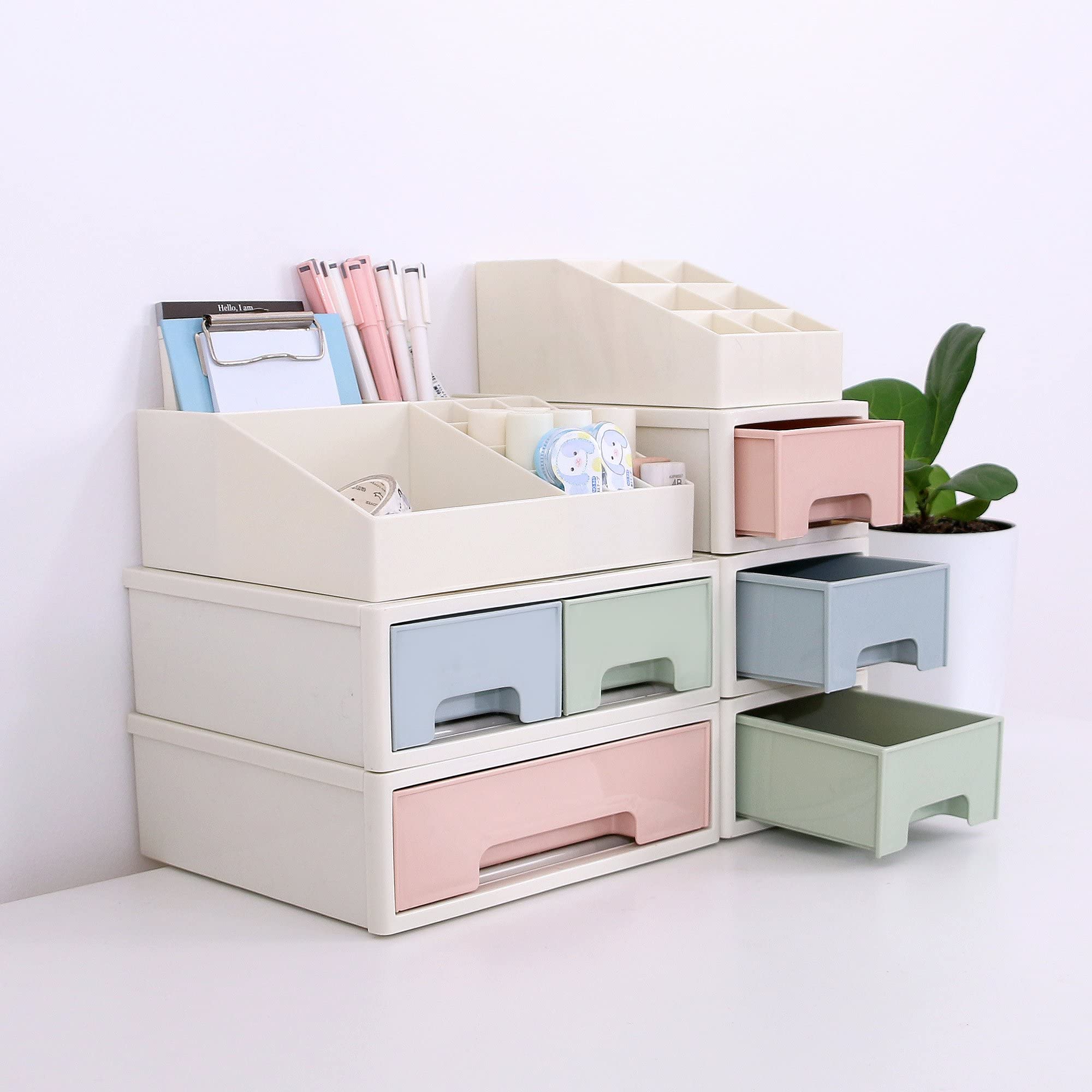 4-Drawer Stationery & Cosmetic Organizer Box - 16 Slots for Pens, Cards, Office Supplies - Perfect for Home & Office Organization