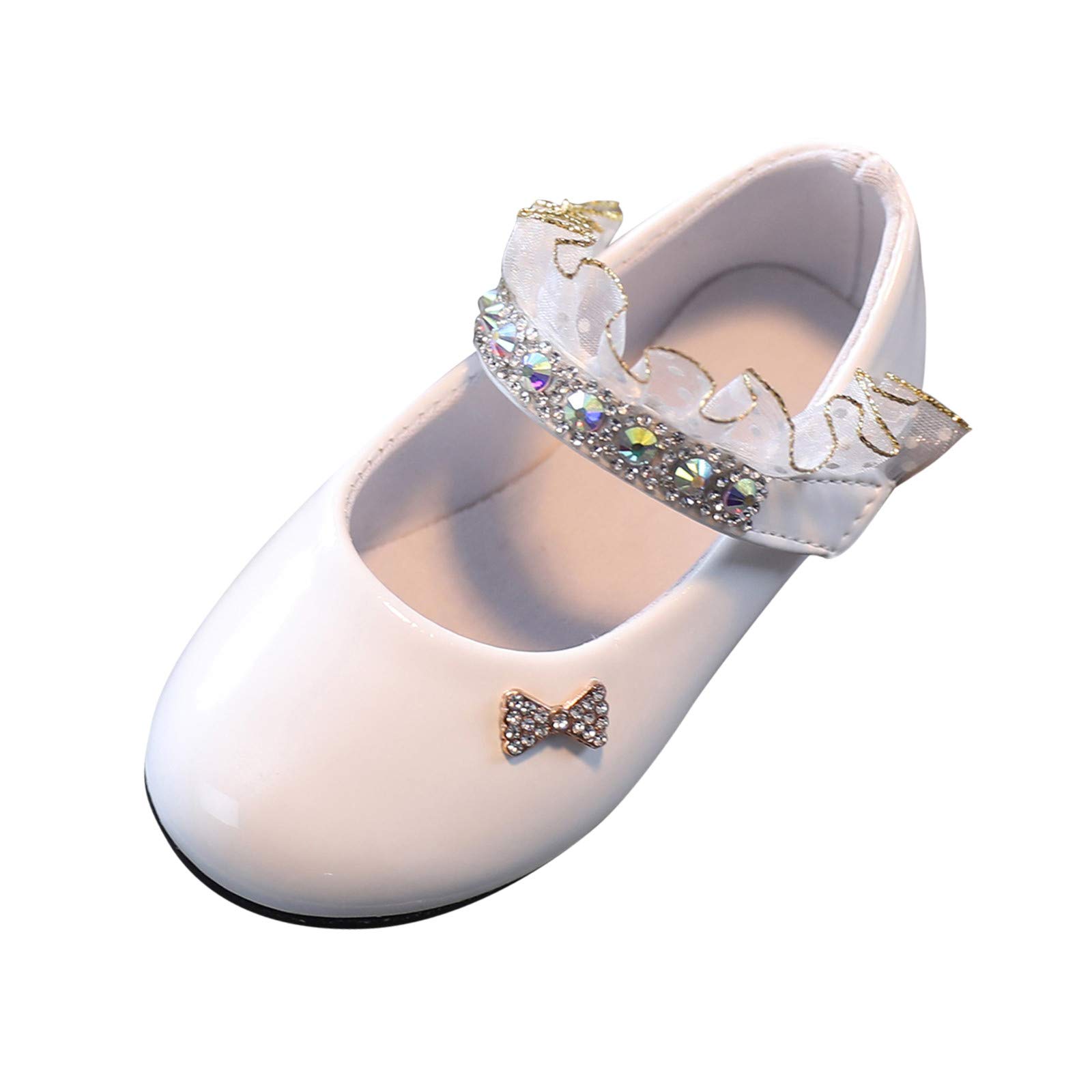 **Crystal Princess Slip-On Platform Shoes for Toddler Girls - White Casual Kids Shoes for Playdates, Parties & Everyday Wear**