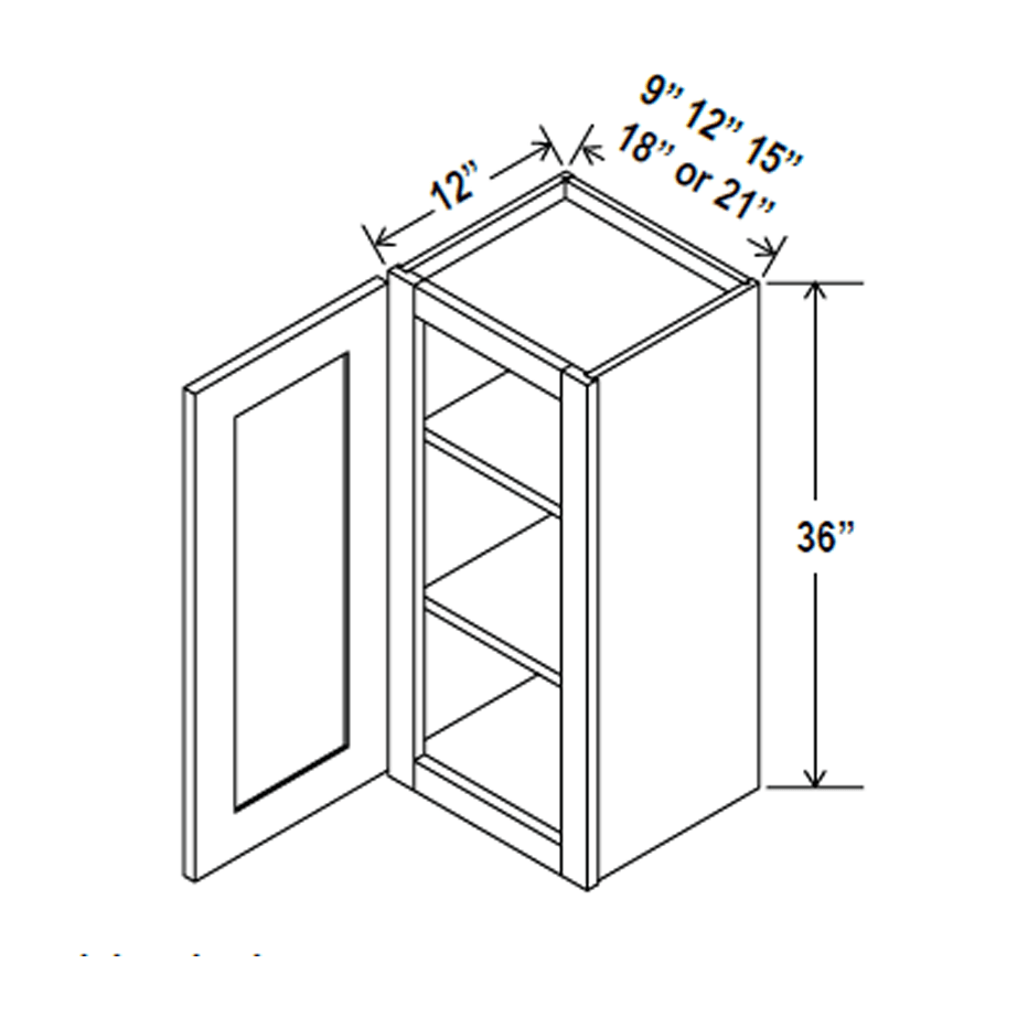 36 Inch Wall Cabinet - 12W x 36H x 12D - Charleston Saddle Finish - Bathroom, Kitchen & Laundry Storage Solution