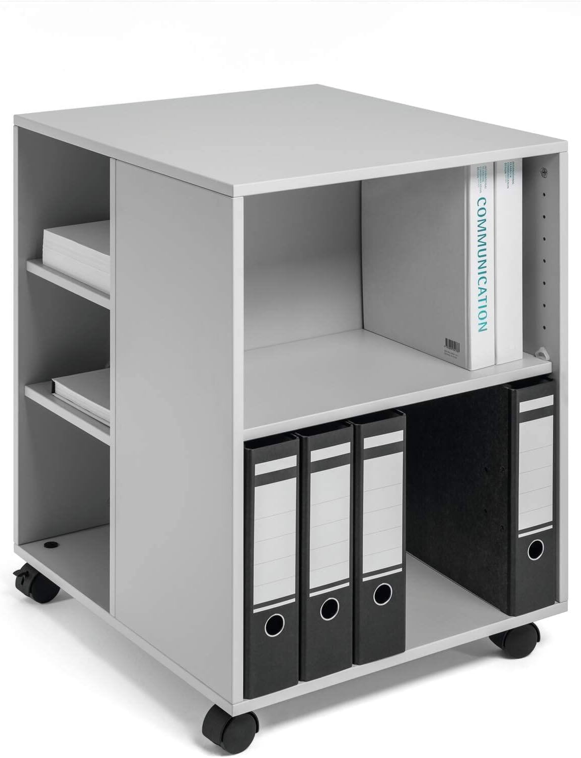 Durable 3-Tier Rolling Utility Cart - Flexible Multi-Functional Mobile Storage Organizer for Office, Books & Supplies | Gray Office Cart for Shelving, Cube Storage & Workspace Organization
