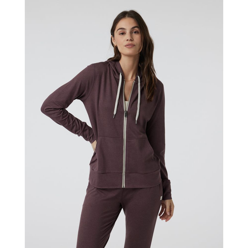 Vuori Women's Halo Performance Hoodie 2.0 - Lightweight Athletic Pullover in Elderberry Heather for Running, Yoga & Gym Workouts