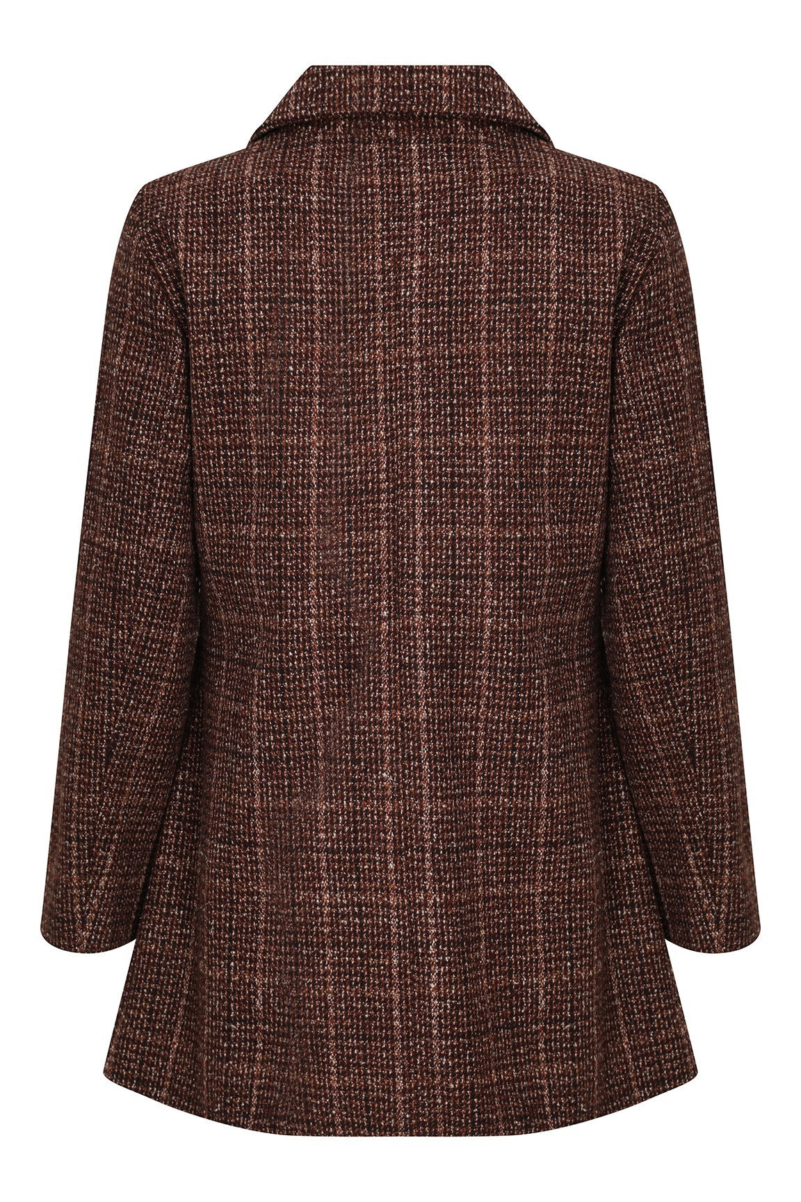 Fully Lined Short Coat in Berry Check Pattern - Stylish Women's Outerwear for Fall & Winter | 8013ZR | Perfect for Office, Dating & Casual Outings