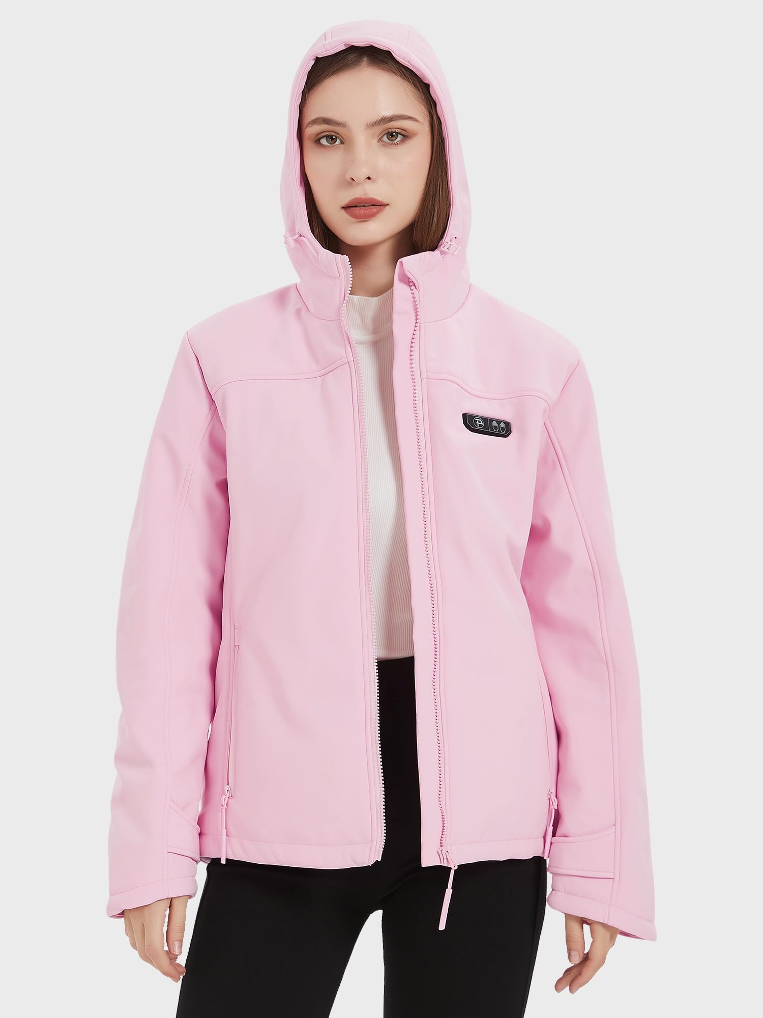 PTAHDUS Women's Heated Jacket with 5 Adjustable Heat Zones & Rechargeable Battery Pack - Winter Warm Coat with Hand Warmer Pockets for Outdoor Activities, Skiing, and Cold Weather Commuting