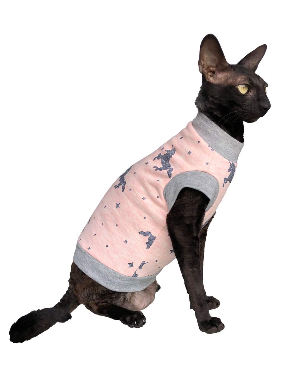 Kotomoda Pink Unicorn Turtleneck for Sphynx Cats - Soft & Comfortable Hairless Cat Clothes for Winter Warmth & Stylish Pet Fashion