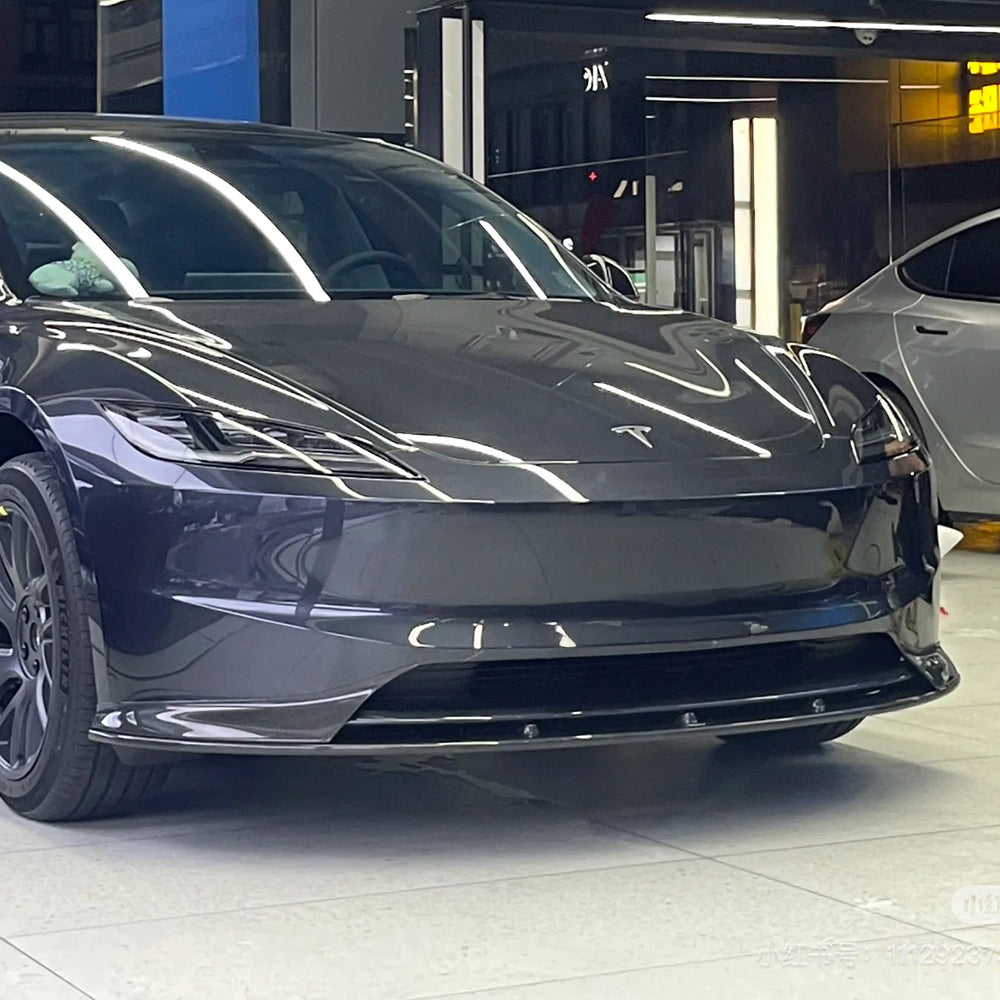 Premium Real Carbon Fiber Front Lip Spoiler for 2024+ Tesla Model 3 (Standard/Long Range) - OEM Fit, Aerodynamic Enhancement | Sporty Styling & Performance Upgrade for Daily Driving & Track Use