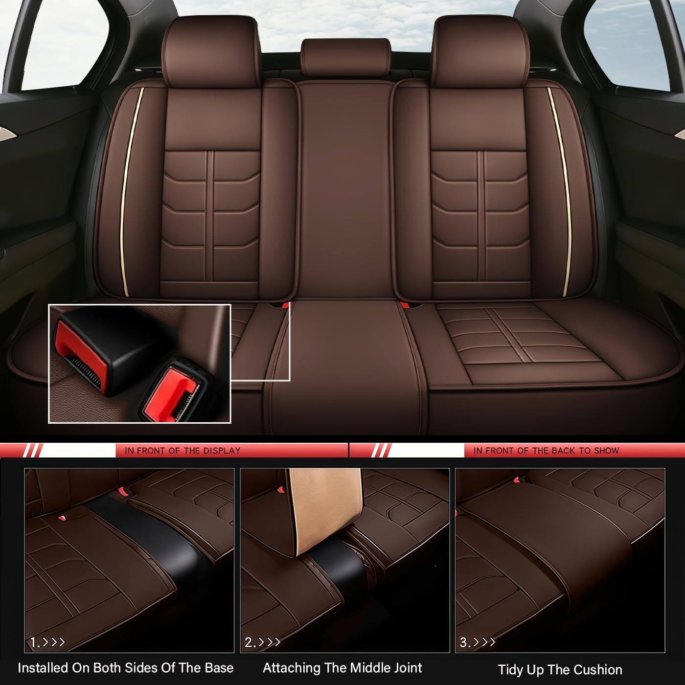 2004-2011 Dodge Ram 2500 Custom Fit Leather Seat Covers - 5-Piece Full Set (Front & Rear) | Waterproof & Durable Coffee Brown Seat Protectors | Perfect for Off-Roading, Work Trucks & Family Adventures