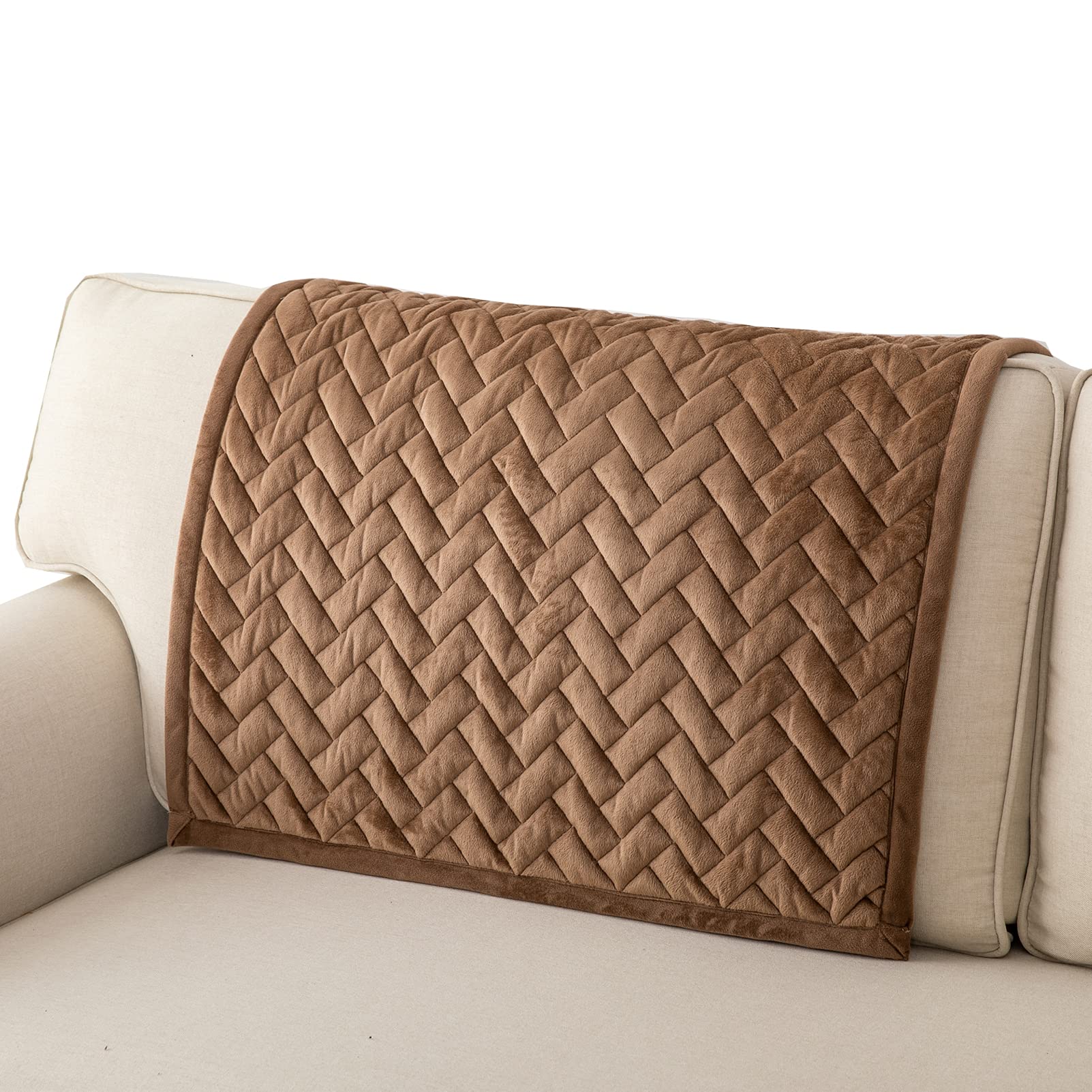 Eismodra 3-Piece Anti-Slip Sectional Sofa Cover - Brown Stretchable Couch Slipcover for L-Shaped Couches, Loveseats & Recliners (36