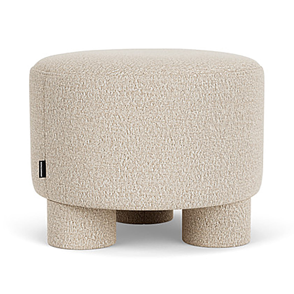 Faith Boucle Ottoman - Modern Round Storage Footrest Stool with Removable Cushion for Living Room, Bedroom & Office - Soft Upholstered Accent Furniture for Home Decor