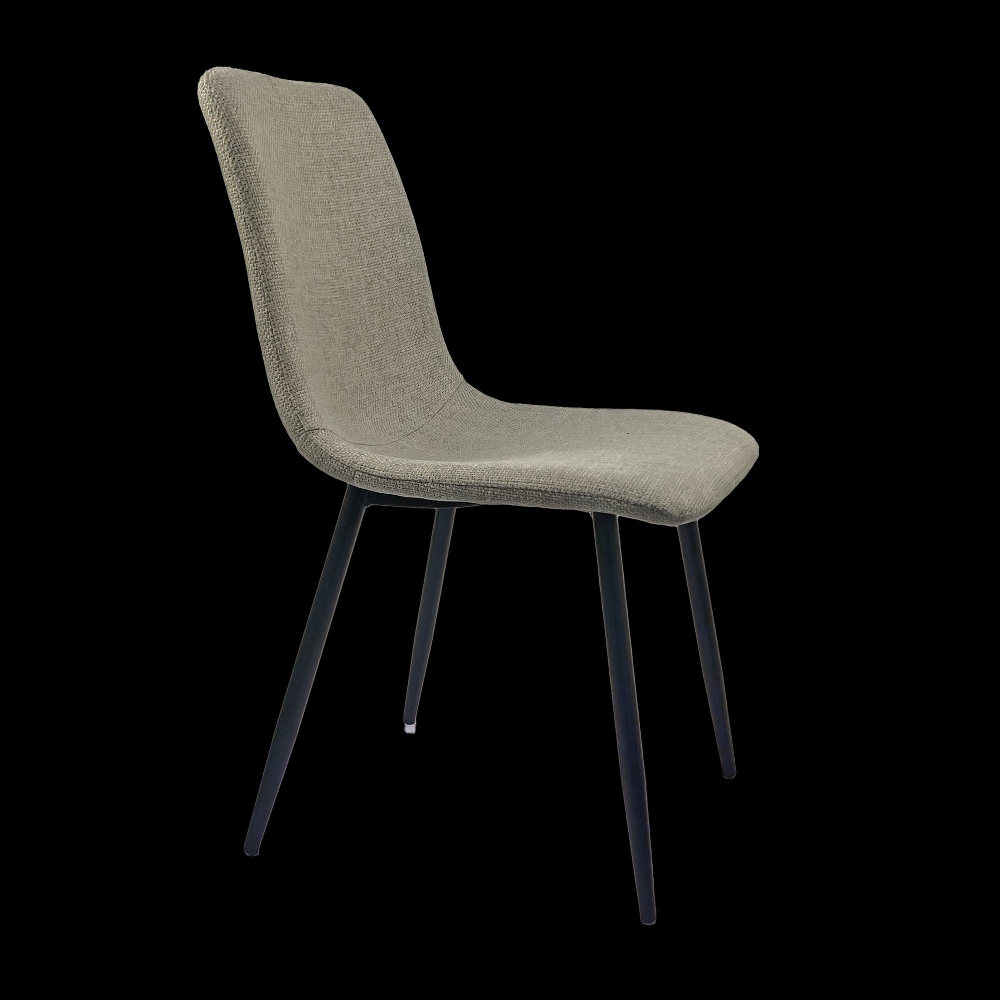 Modern Upholstered Dining Chairs Set of 4 - Grey Linen Cushion with Sturdy Black Metal Legs for Kitchen, Dining Room & Breakfast Nook - Comfortable & Stylish Seating for Family Meals, Entertaining & Small Spaces