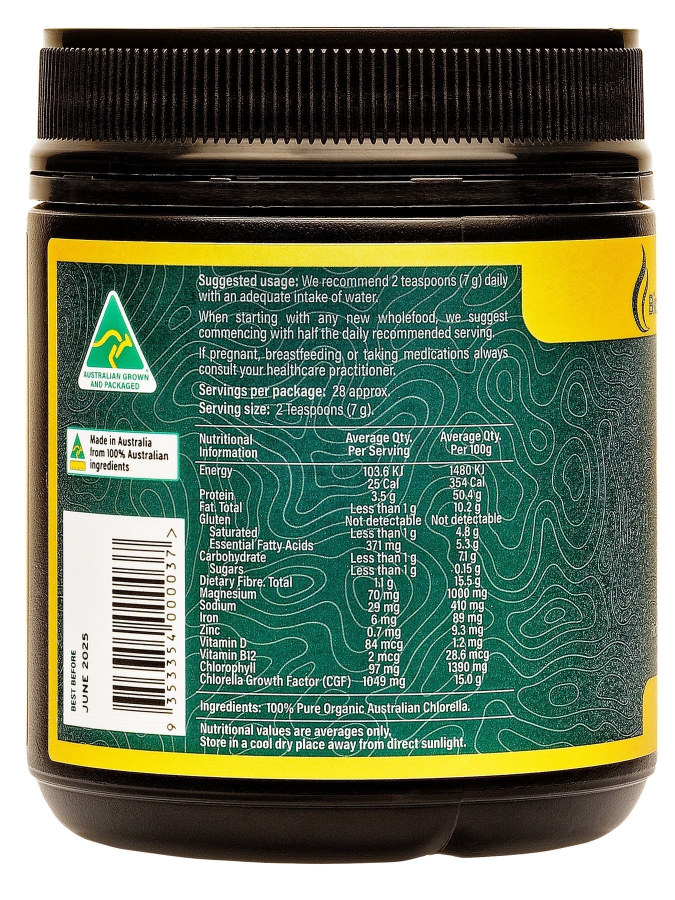 Biogenesis Australian Organic Chlorella Powder 200g - Premium Superfood for Detox, Energy Boost & Immune Support | Perfect for Smoothies, Juices & Wellness Routines