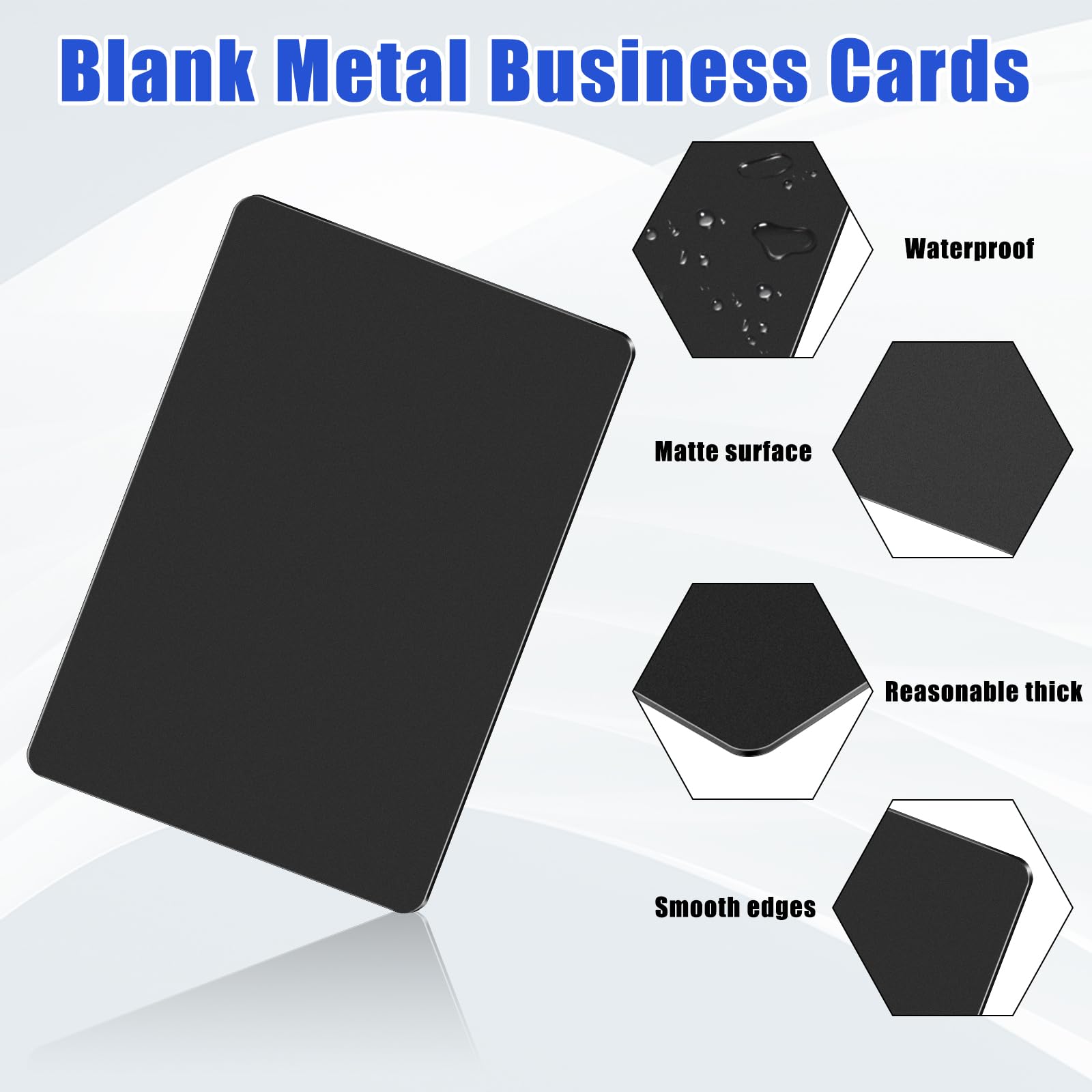 15 Pack 1mm Thick Black Aluminum Business Cards - Blank Metal Cards for Laser Engraving (3.34