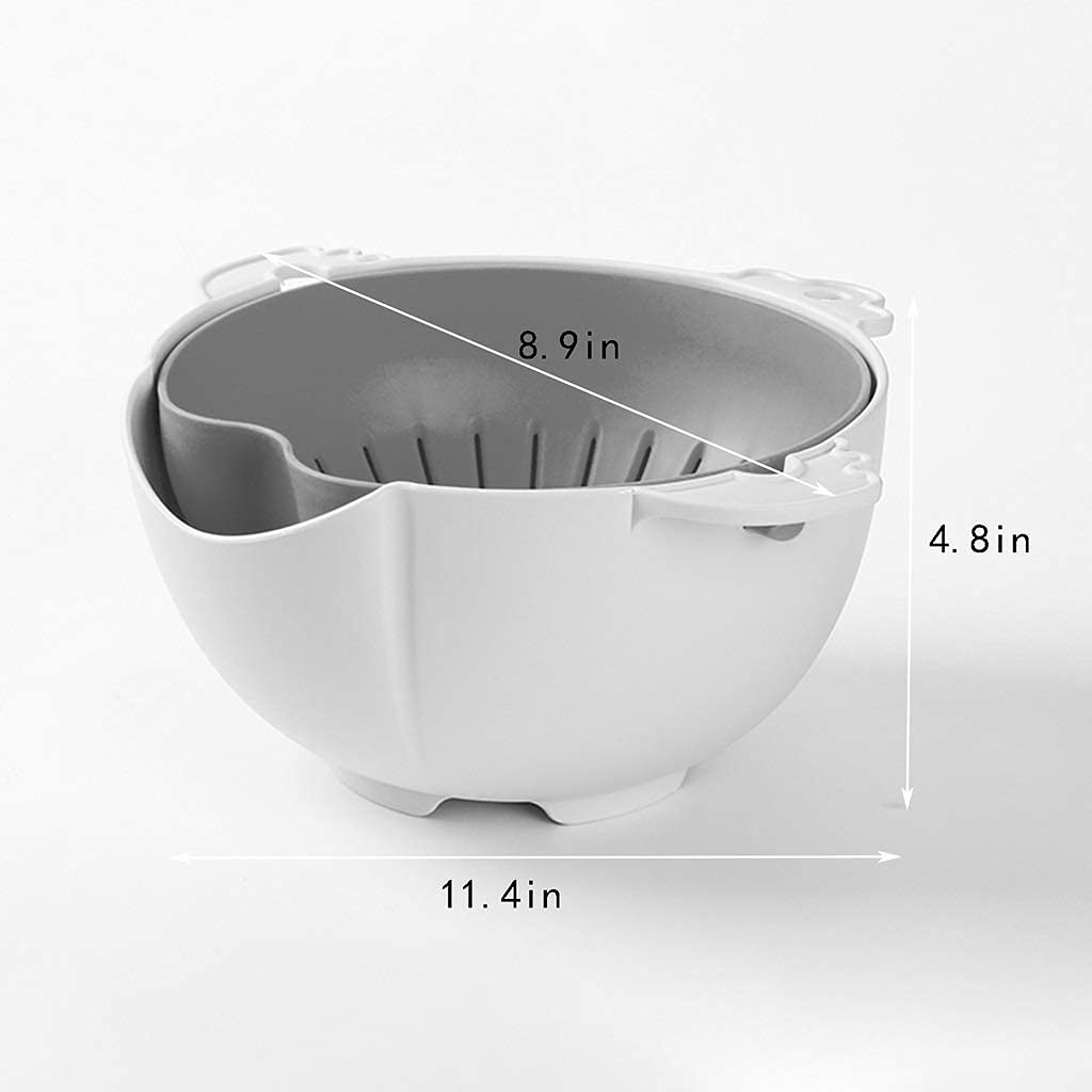Double Rotating Colander & Food Strainer - Large Multifunctional Vegetable Washing Basket with Draining Function for Kitchen | Perfect for Washing Fruits, Vegetables, and Draining Pasta