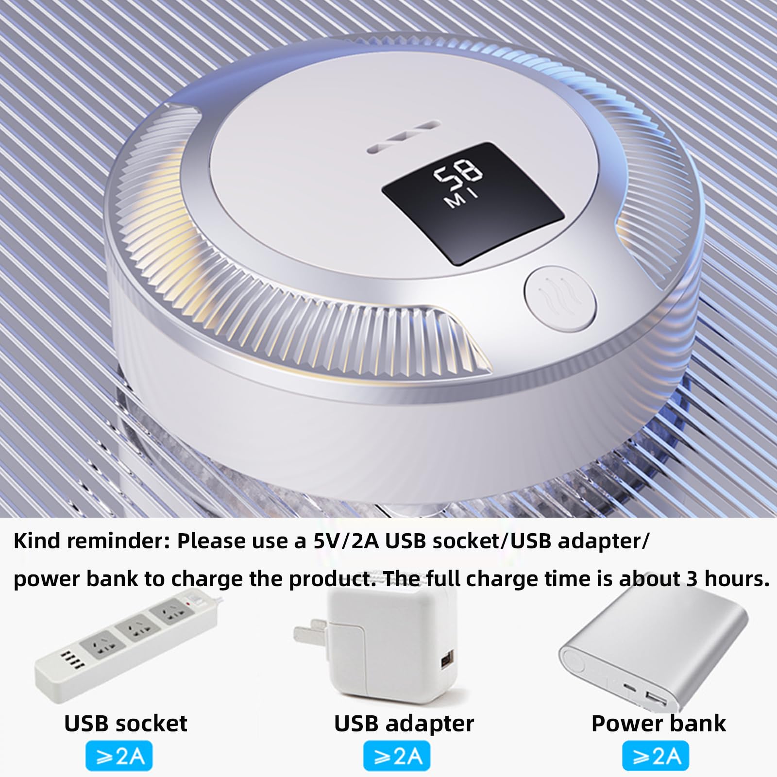 Rechargeable Mini Air Purifier with Ozone Purification - 3 Speed Portable Refrigerator Deodorizer for Car, Bedroom, Shoe Cabinet | White | Eliminates Odors in Small Spaces