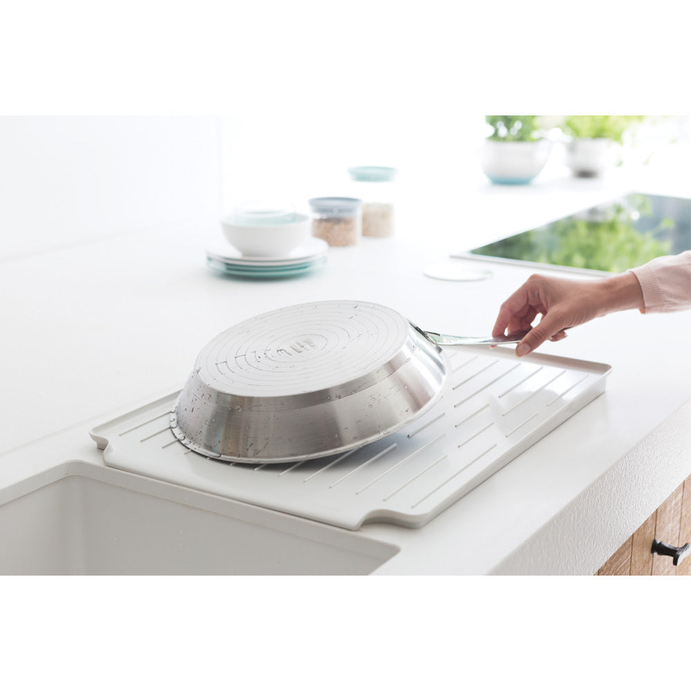 Stainless Steel Dish Drying Rack for Kitchen Countertop - Light Grey Space Saving Dish Drainer for Plates, Cups & Utensils - Perfect for Small Kitchens & Apartments