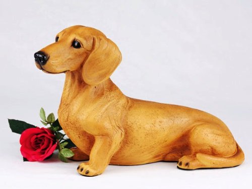 Red Short-Haired Dachshund Pet Cremation Urn for Ashes - Secure Indoor/Outdoor Memorial Keepsake - Perfect for Home Display, Garden Burial, or Memorial Shelves