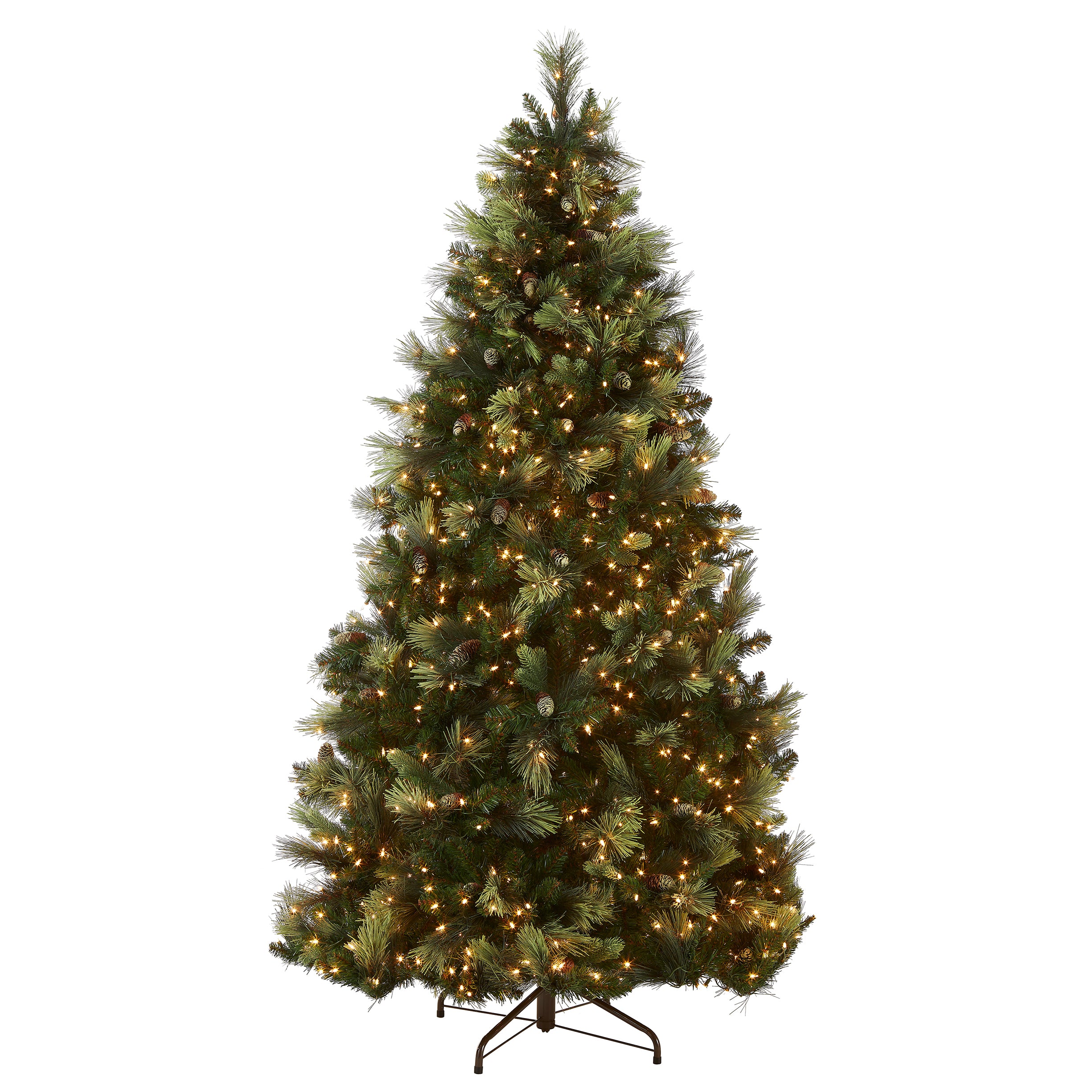 7.5 ft Pre-Lit Artificial Carolina Pine Christmas Tree with 1000 Clear LED Lights - Perfect for Living Room, Office & Holiday Decorations