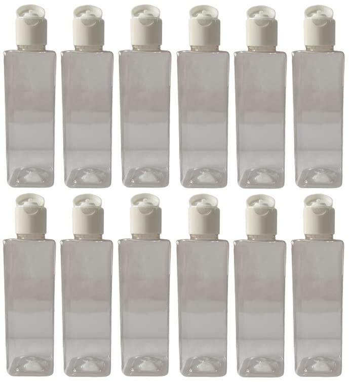 M.C. PIPWALA 50ml Clear Square Plastic Bottles with White Flip Top Cap - Leak Proof Travel Cosmetic Containers (Pack of 12) | Perfect for Toiletries, DIY Beauty Products & Travel Essentials