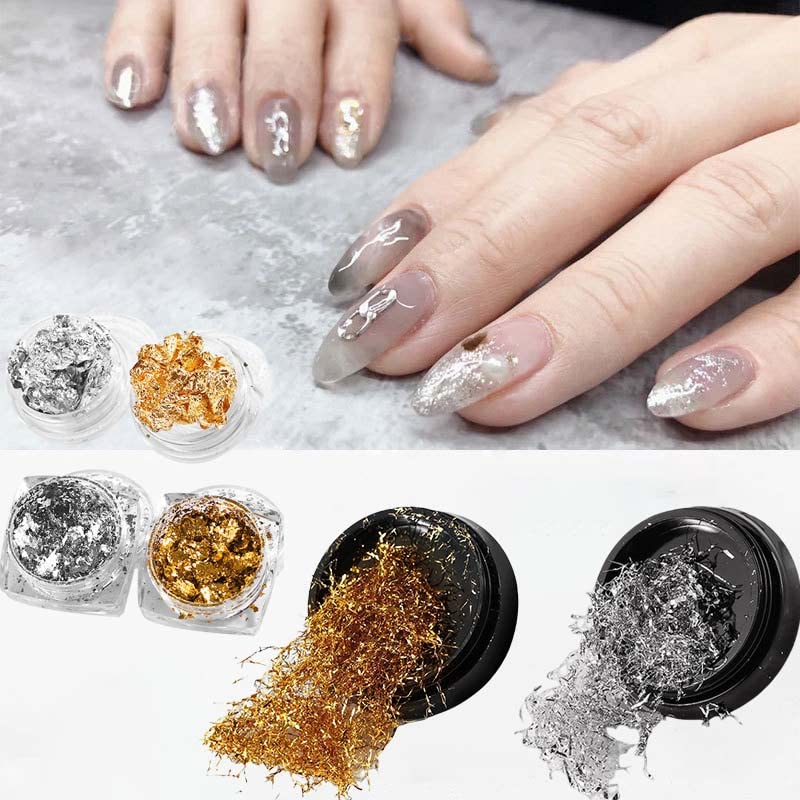 6 Boxes Gold Holographic Nail Sequins - 3D Laser Nail Art Glitter Strips & Stickers for Acrylic Nails, Manicure Decoration | Perfect for Nail Salon, DIY Home Nail Art, Party & Special Occasion Nail Designs
