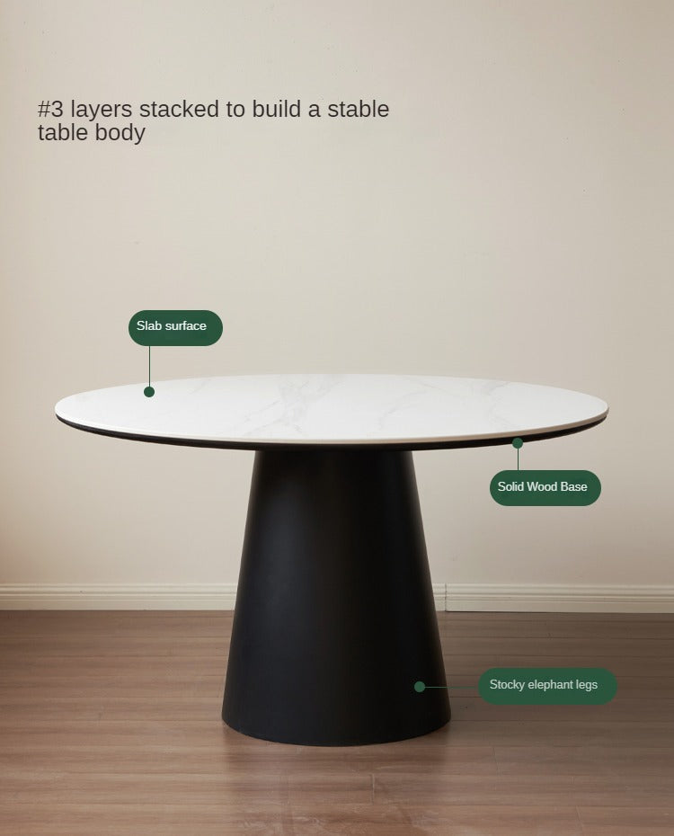 Solid Oak Wood Round Dining Table with Rock Plate - Perfect for Farmhouse, Rustic, and Modern Dining Rooms