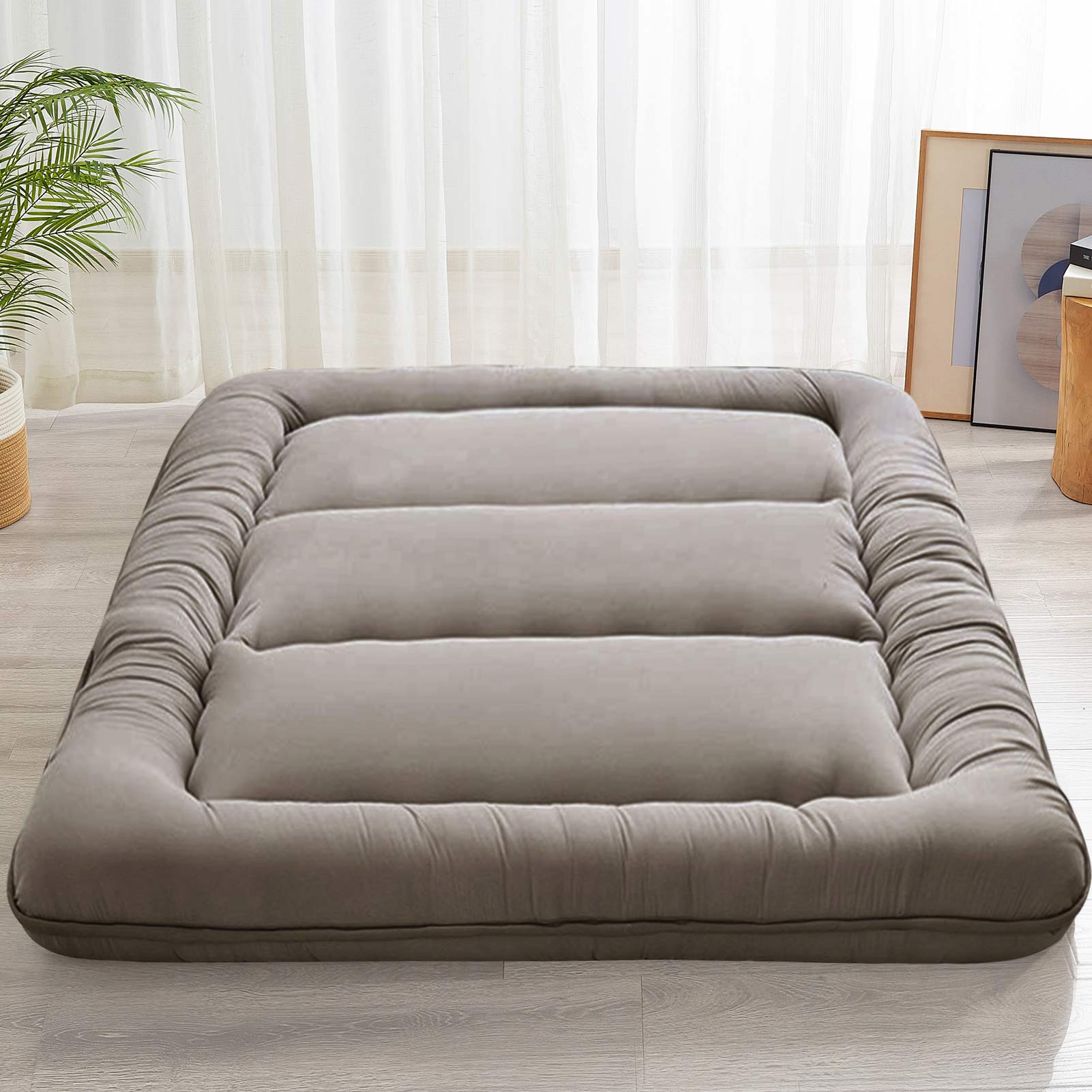 MAXYOYO 6-Inch Extra Thick Japanese Floor Futon Mattress - Dark Grey | Traditional Tatami Style Bedding for Small Spaces, Guest Rooms & Minimalist Home Decor