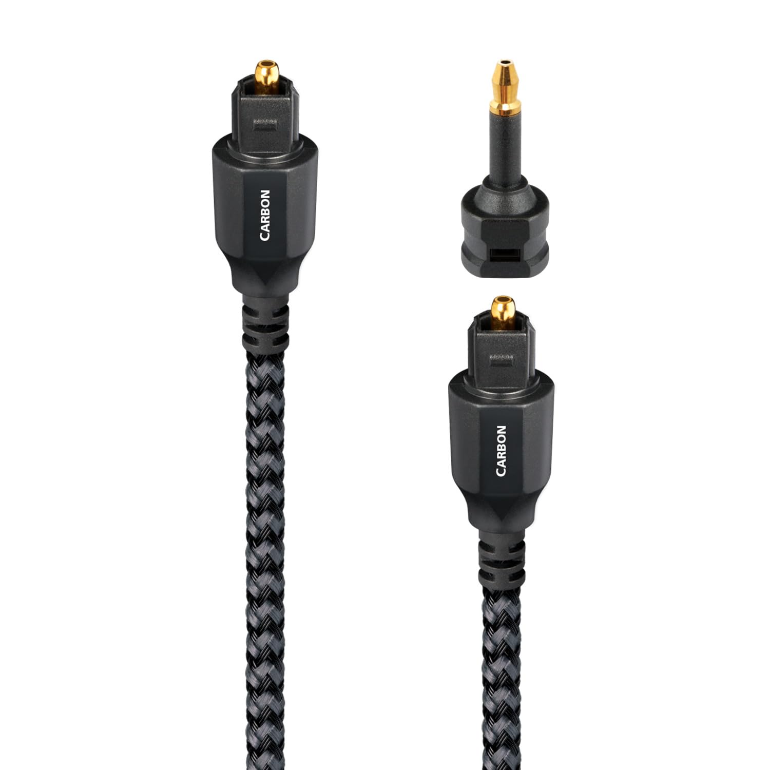 AudioQuest 0.75m Carbon Optical Toslink Digital Audio Cable with Mini-Adapter - High-Speed Fiber Optic Connection for Home Theater, Soundbars & Gaming Systems