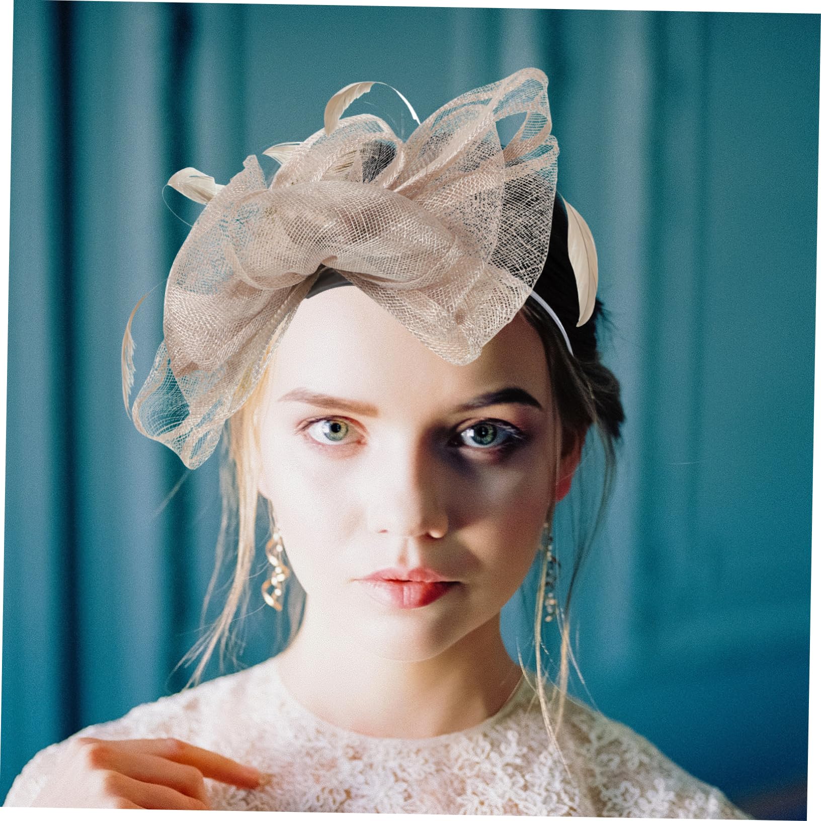 Lurrose Women's Headbands - Elegant Hair Accessories for Tea Party, Wedding, Bridal Veil & Special Occasions - Grey Fascinator Headband with Hair Clip - Perfect for Women's Events and Formal Gatherings