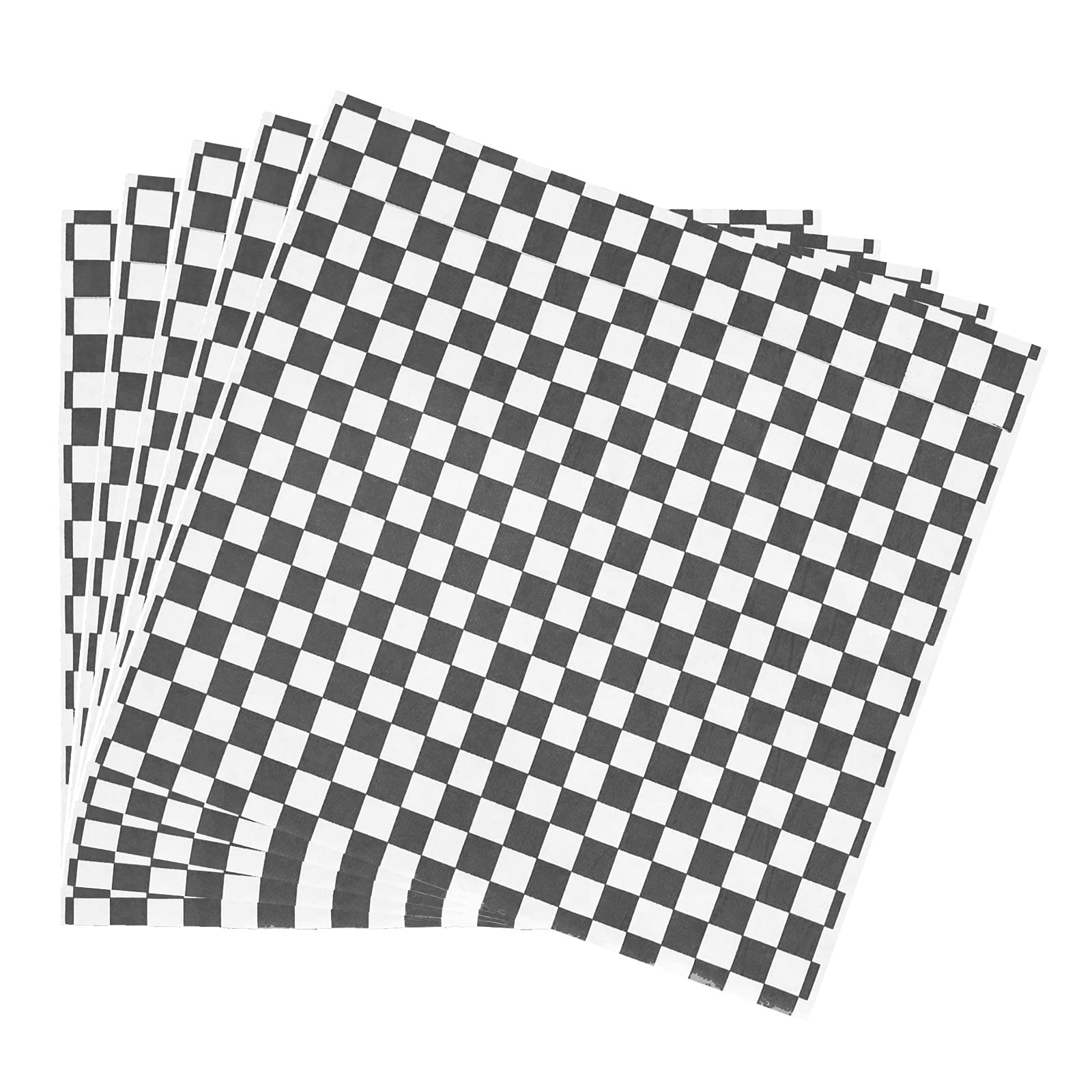 Premium 100-Pack Checkered Food Grade Wrapping Paper - 26 x 28cm Black Grid Greaseproof & Waterproof Baking Sheets for Cheese, Bread, Pizza, Fries | Ideal for Picnics, Parties & Food Presentation
