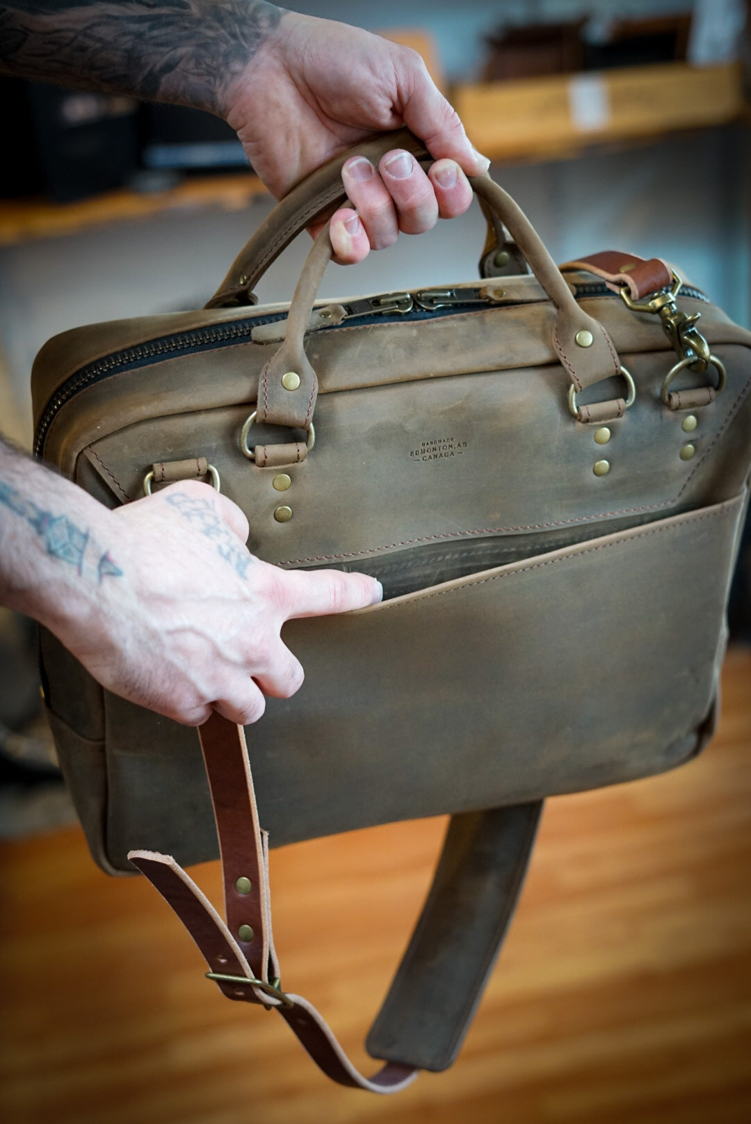 Premium Business Bag for Men & Women - Rebel Rust Nubuck Leather Laptop Briefcase - Perfect for Office, Work Commute & Business Travel