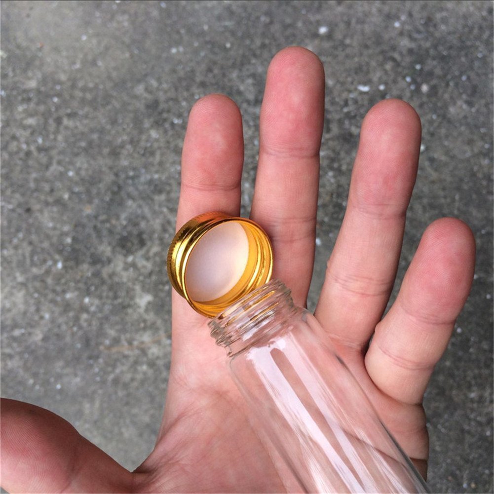 60ml Empty Glass Jars with Gold Aluminum Screw Caps - Airtight Seal for Liquids, Food Storage & Gift Packaging - Perfect for DIY Cosmetics, Essential Oils, Spices and Small Crafts (50-Pack, 60ML)