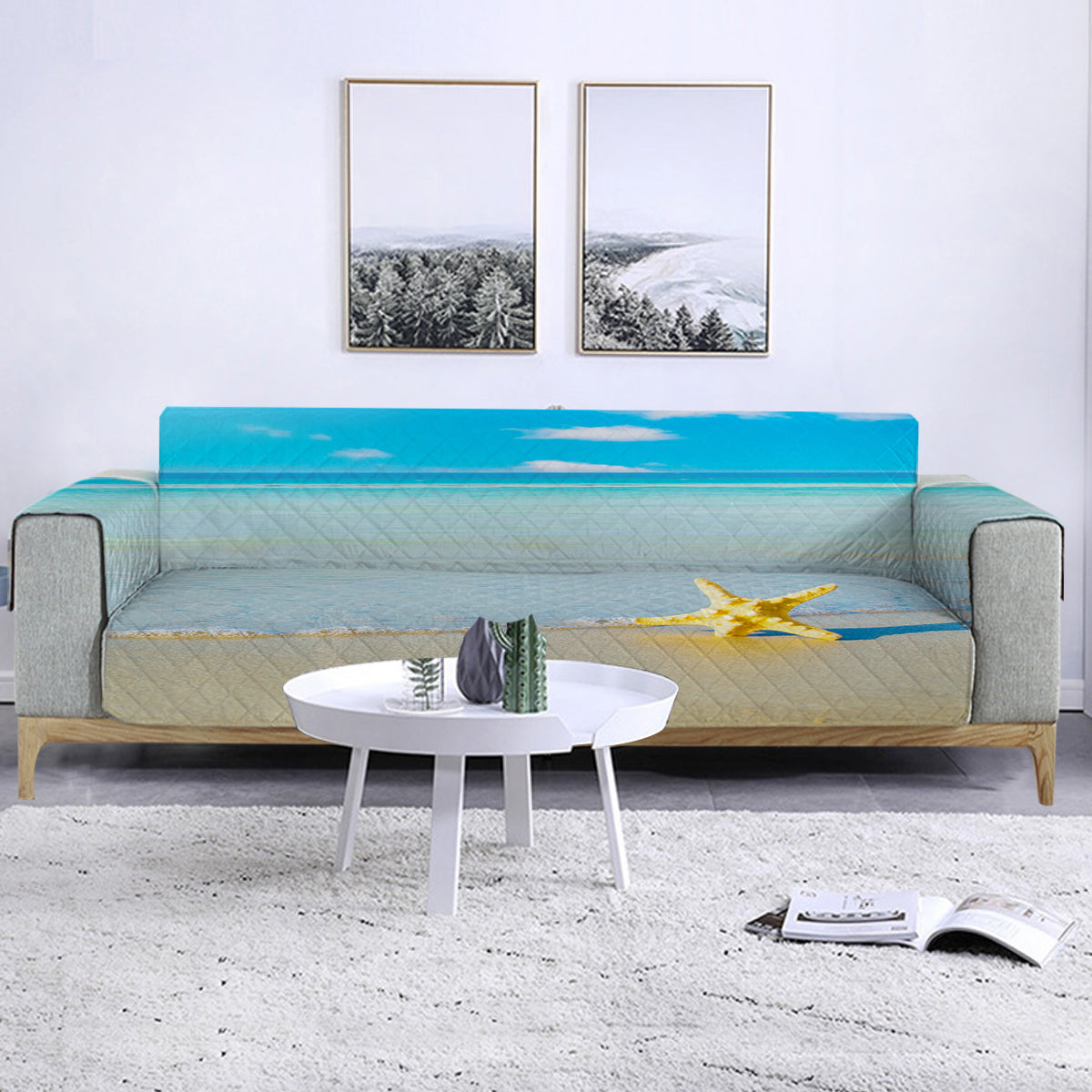 Beach Please Sofa Cover - Waterproof Couch Protector for Pets, Kids & Spills - Perfect for Living Room, Patio Furniture & Beach Houses