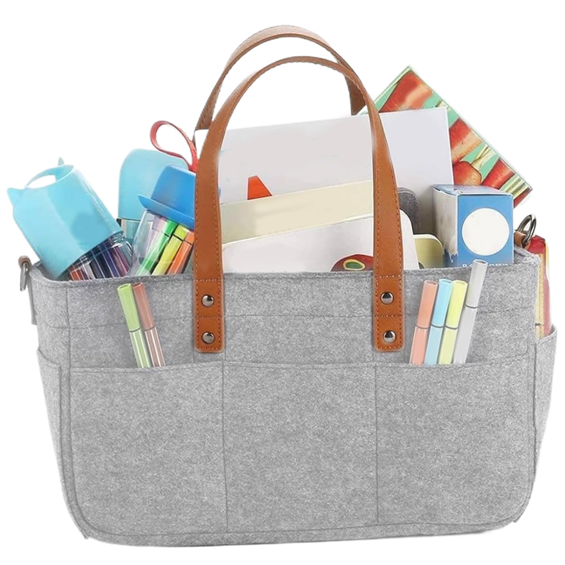 Portable Baby Diaper Caddy Organizer - Foldable Nursery Storage Bag for Diapers, Wipes & Essentials - Grey Felt Changing Table Organizer - Perfect for Nursery, Travel & On-the-Go Parents