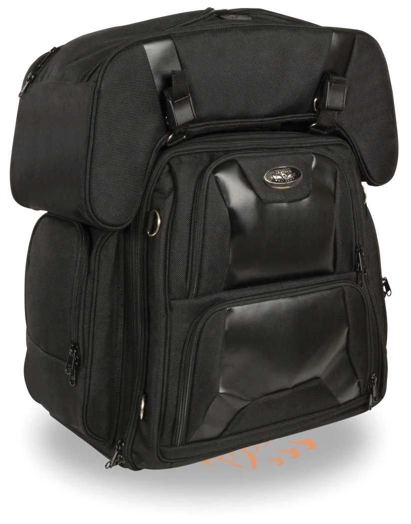 2 Piece Motorcycle Sissy Bar Bag Set - Durable Nylon Travel Luggage for Bikers - Perfect for Road Trips & Daily Commutes - Black