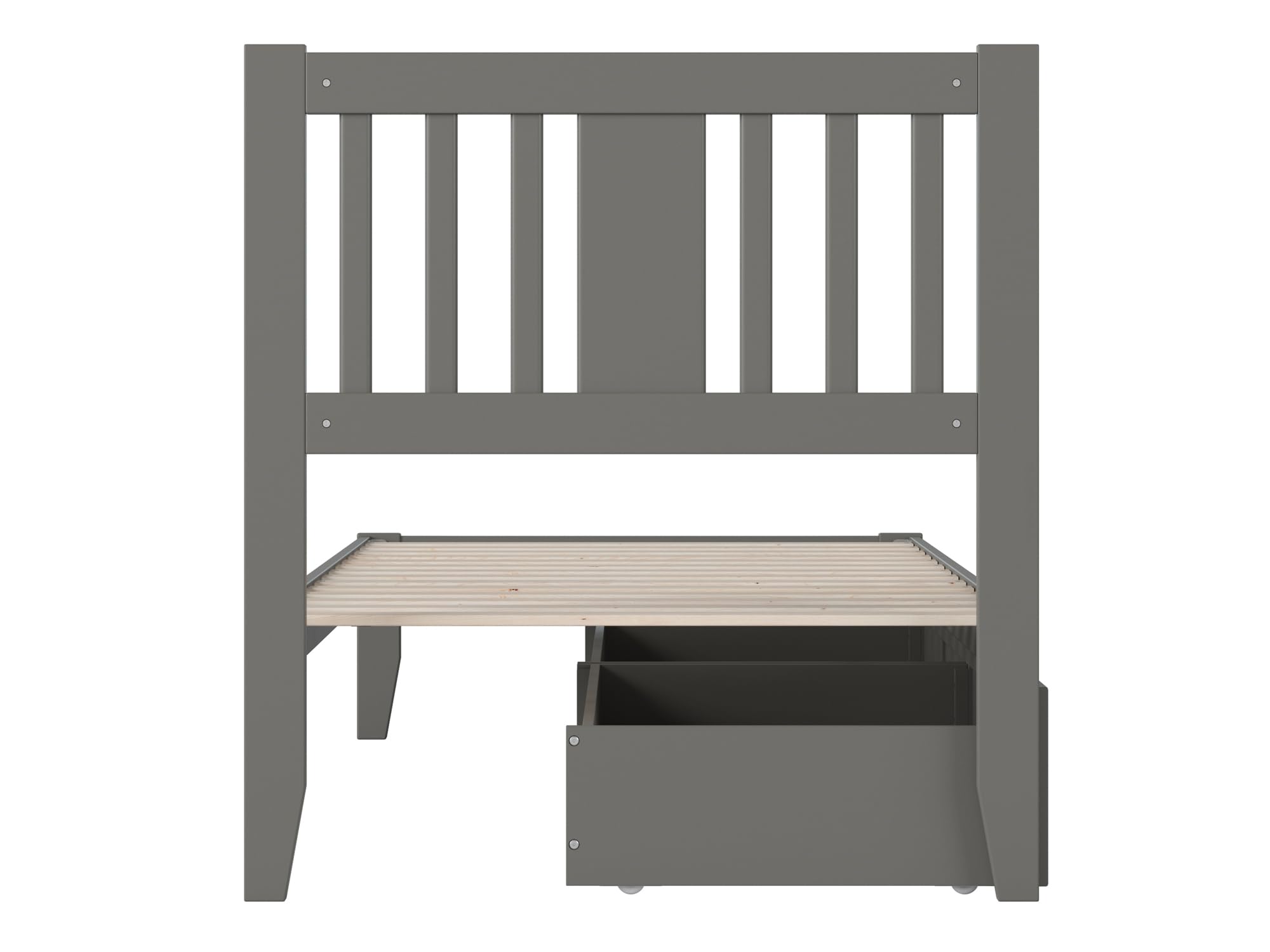 AFI Tahoe Twin XL Size Platform Bed with Storage Drawers & USB Charging Station - Modern Grey Wooden Bed Frame for Small Spaces, Dorm Rooms & Guest Bedrooms