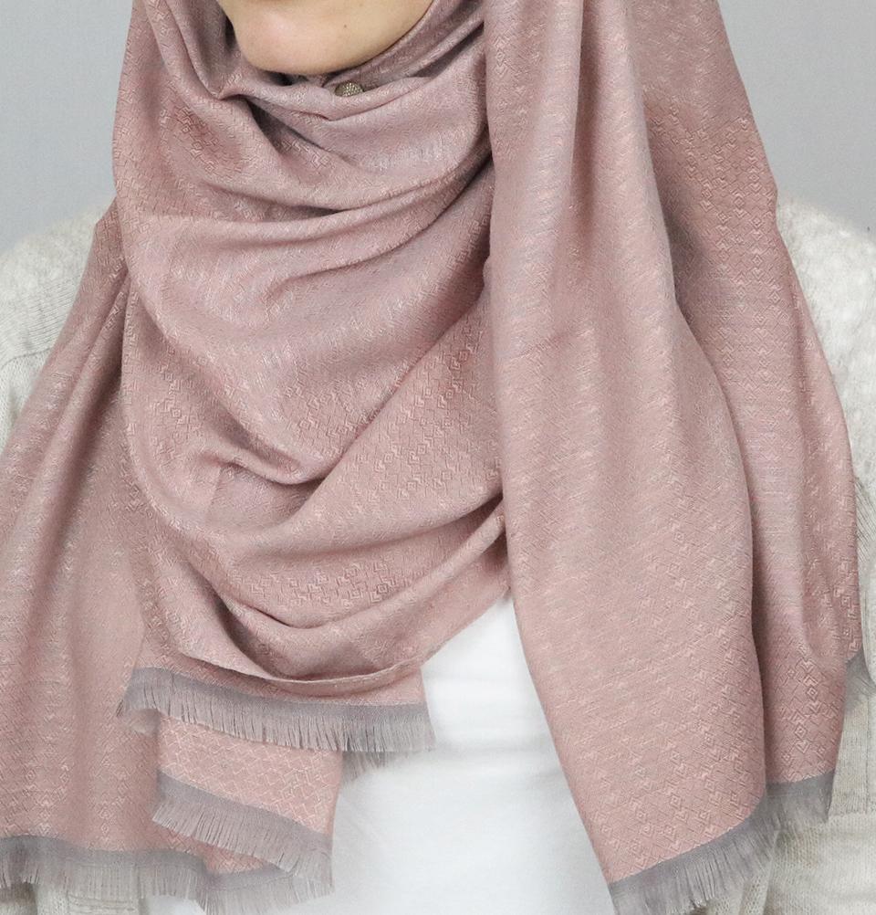Aker Jacquard Hijab Shawl - Soft Pink 1023BRL | Elegant Muslim Headscarf for Women | Perfect for Daily Wear, Prayer & Special Occasions