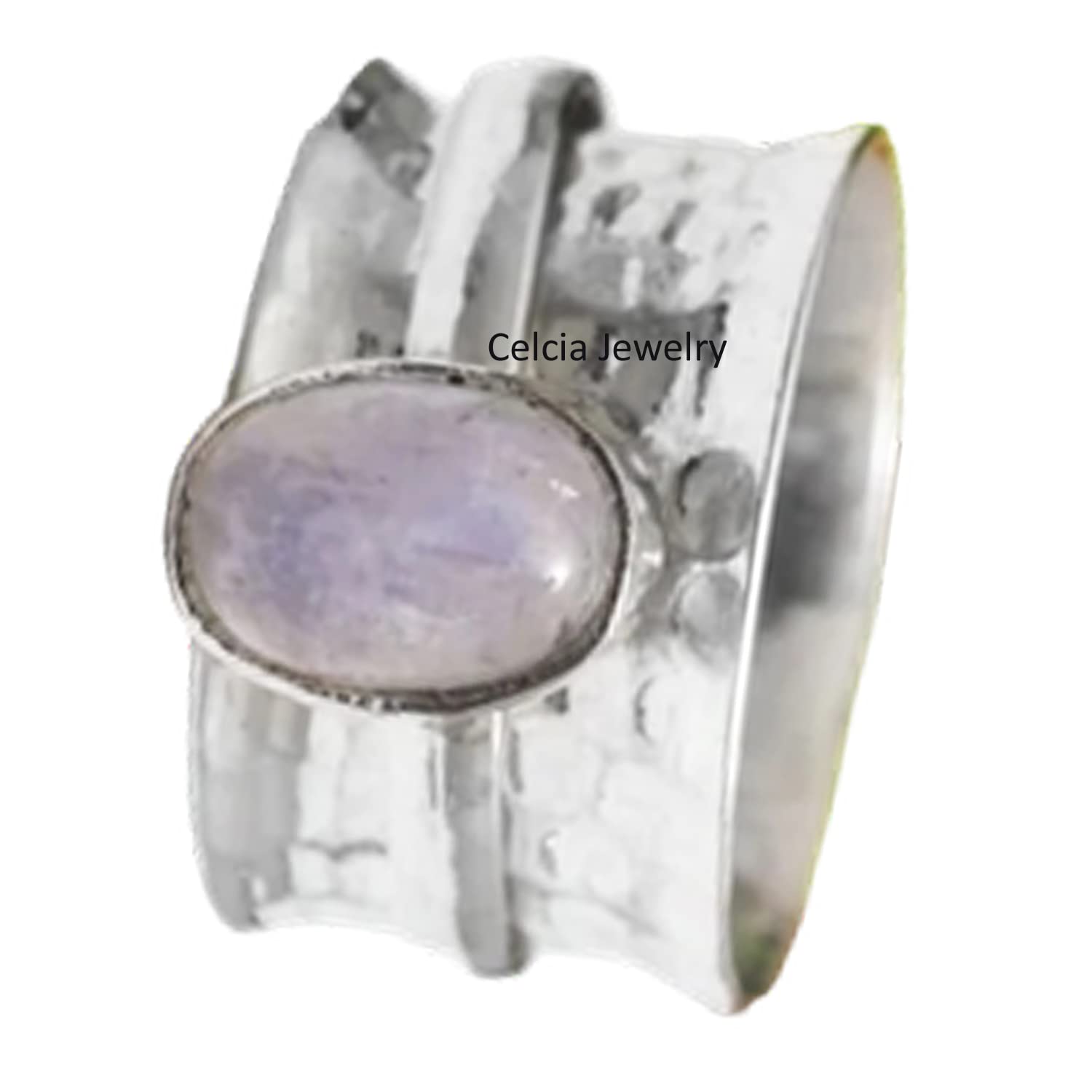 Moonstone Oval Spinner Ring - Handmade 925 Sterling Silver Unisex Meditation & Fidget Ring - Stress Relief Jewelry with June Birthstone - Perfect Gift for Loved Ones (Size 7) - Ideal for Anxiety Relief, Mindfulness Practice & Everyday Wear