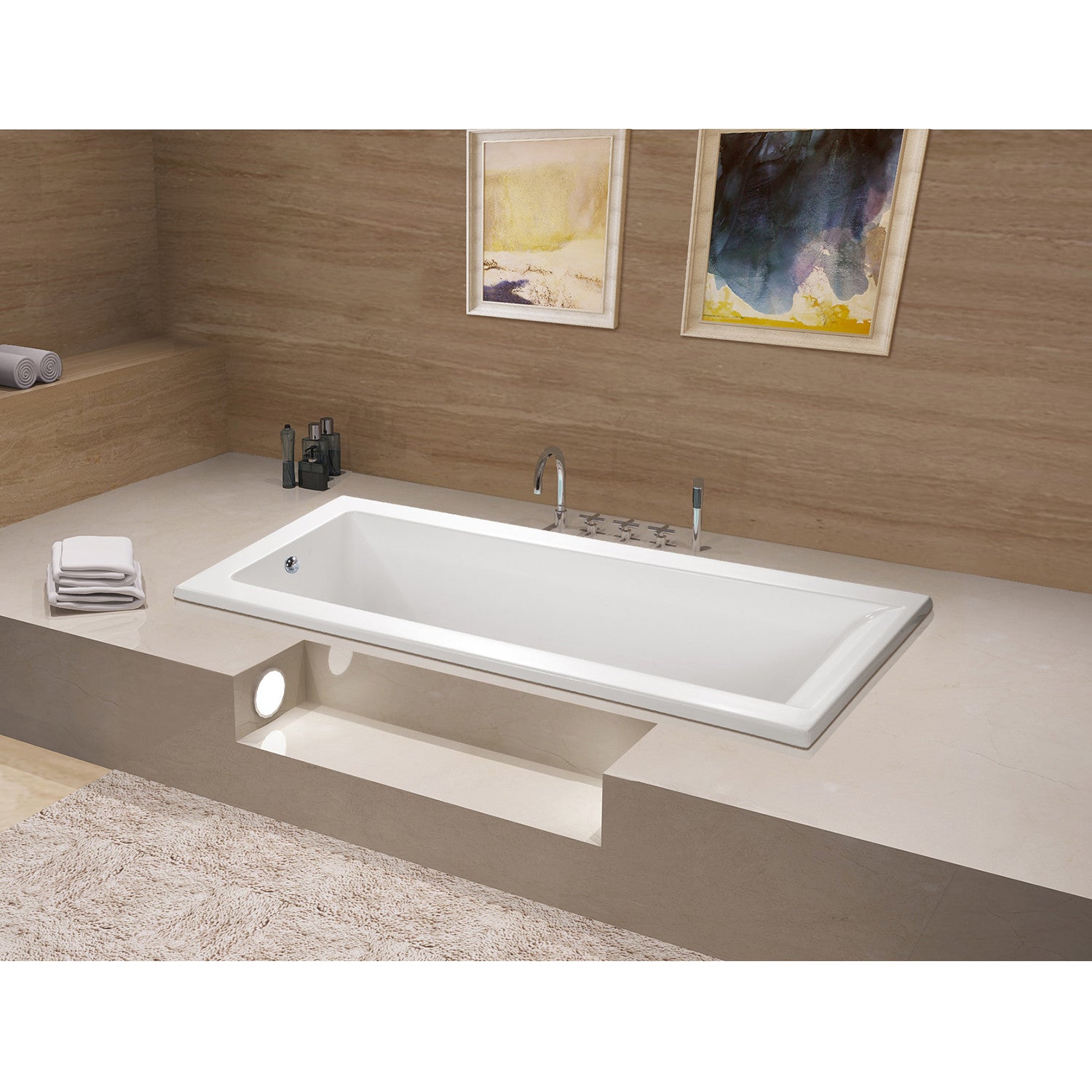 Aqua Eden 67-Inch Acrylic Drop-In Bathtub with Reversible Drain - Glossy White Rectangular Soaking Tub for Modern Bathrooms | Spa-Like Relaxation at Home