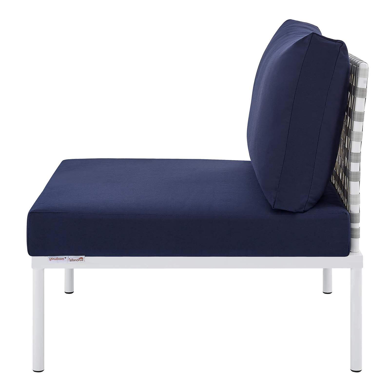 Modern Navy Blue Aluminum Lounge Sectional Sofa Set with Table - Outdoor Patio Furniture for Garden, Cafe, Poolside & Backyard Relaxation