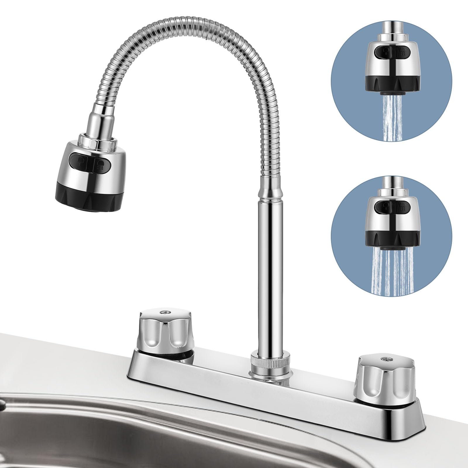 360° RV Kitchen Faucet with Flexible Sprayer - Perfect for Campers & Motorhomes