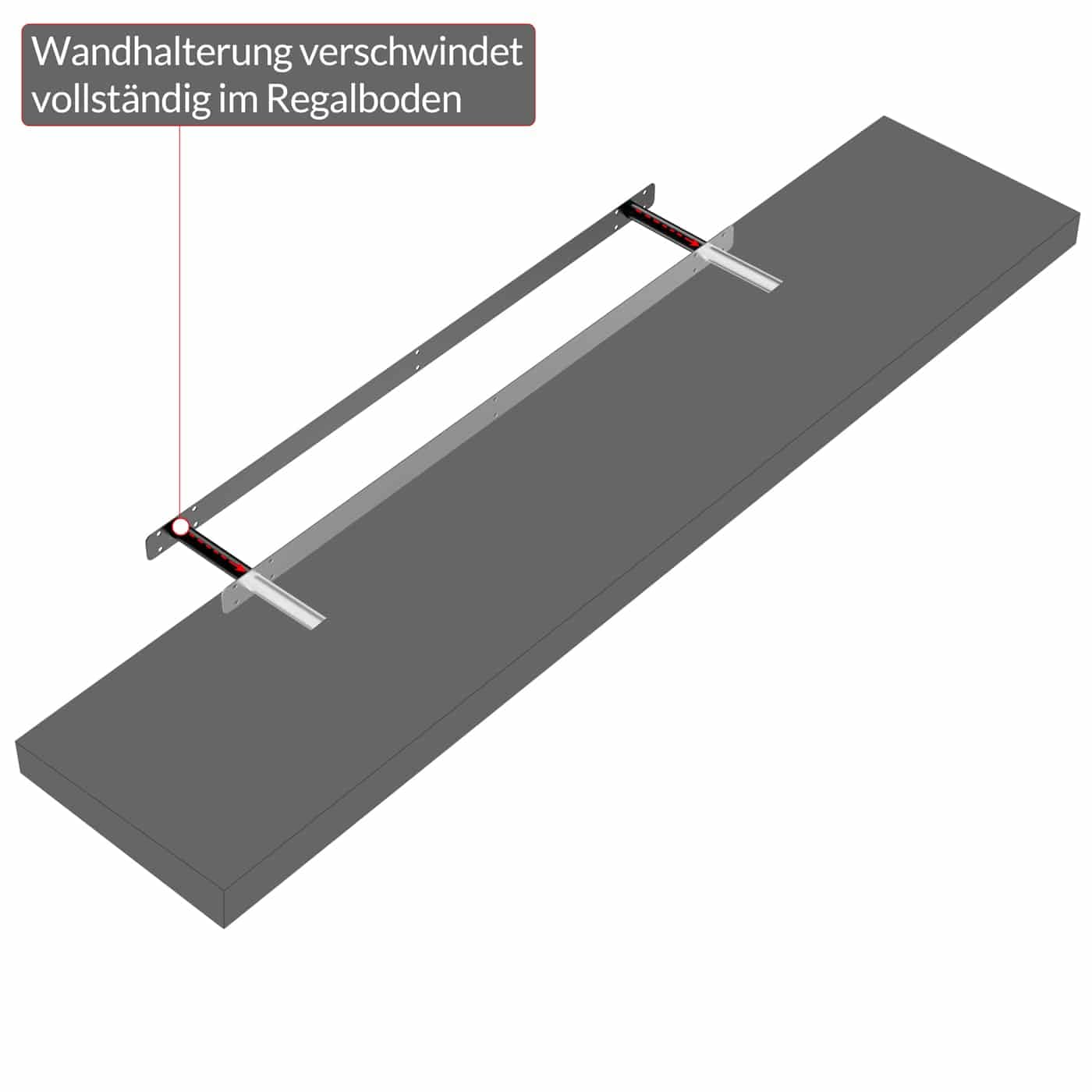 CASARIA® Set of 2 Floating Shelves 50cm x 23cm - Matt Grey MDF Wall Shelves with Hidden Brackets | 38mm Thick, 15kg Load Capacity | Perfect for Living Room, Kitchen, Bedroom & Office Storage & Decor