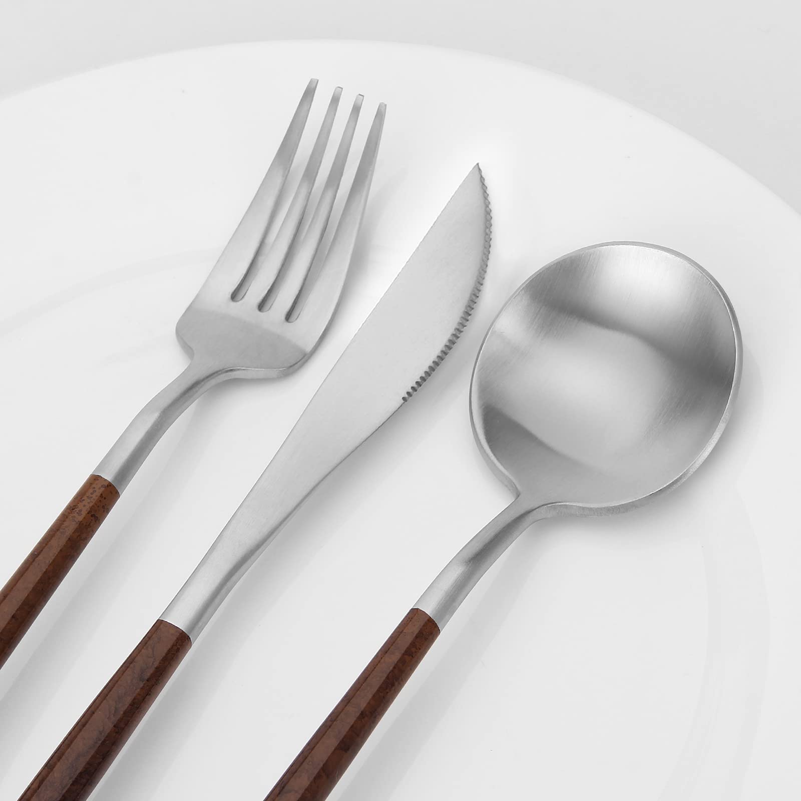 Vanys 30-Piece Stainless Steel Silverware Set with Black Handle - Knives, Spoons & Forks for 6 - Satin Finish Flatware for Dining, Kitchen & Entertaining