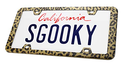 201 Stainless Steel License Plate Frame - Love Leopard Design with Matte Gold Finish | Durable Car Accessory for Customization & Personalization | Perfect for Cars, Trucks & SUVs