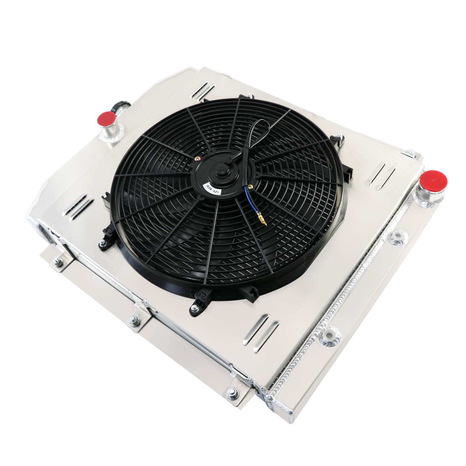 ALLOYWORKS 4 Row High Performance Aluminum Radiator with Shroud Fan & Thermostat - Compatible with 1947-1954 Chevy C/K 3100 3600 3700 3800 3900 Truck Pickup L6 - Perfect for Engine Cooling & Restoration Projects