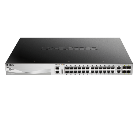 D-Link DGS-3130-30PS 30-Port Gigabit PoE+ Managed Layer 3 Stackable Switch | 370W Power Budget | 10G SFP+ Uplinks | Ideal for Business Networks, Office IT Infrastructure & Smart Building Deployments