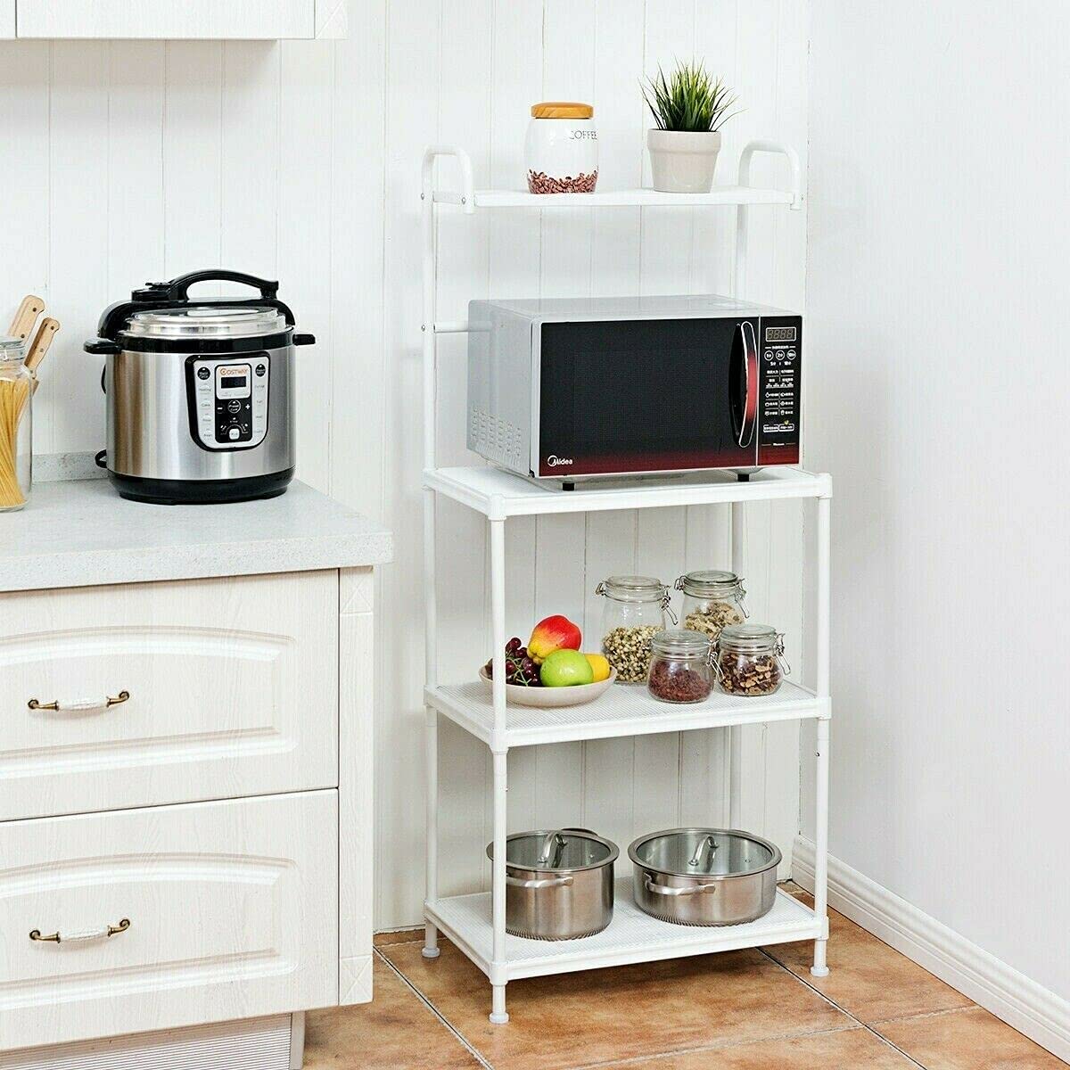 4-Tier Kitchen Storage Rack for Microwave, Oven & Baker - Space-Saving Organizer for Small Kitchens, Pantry & Countertop Storage