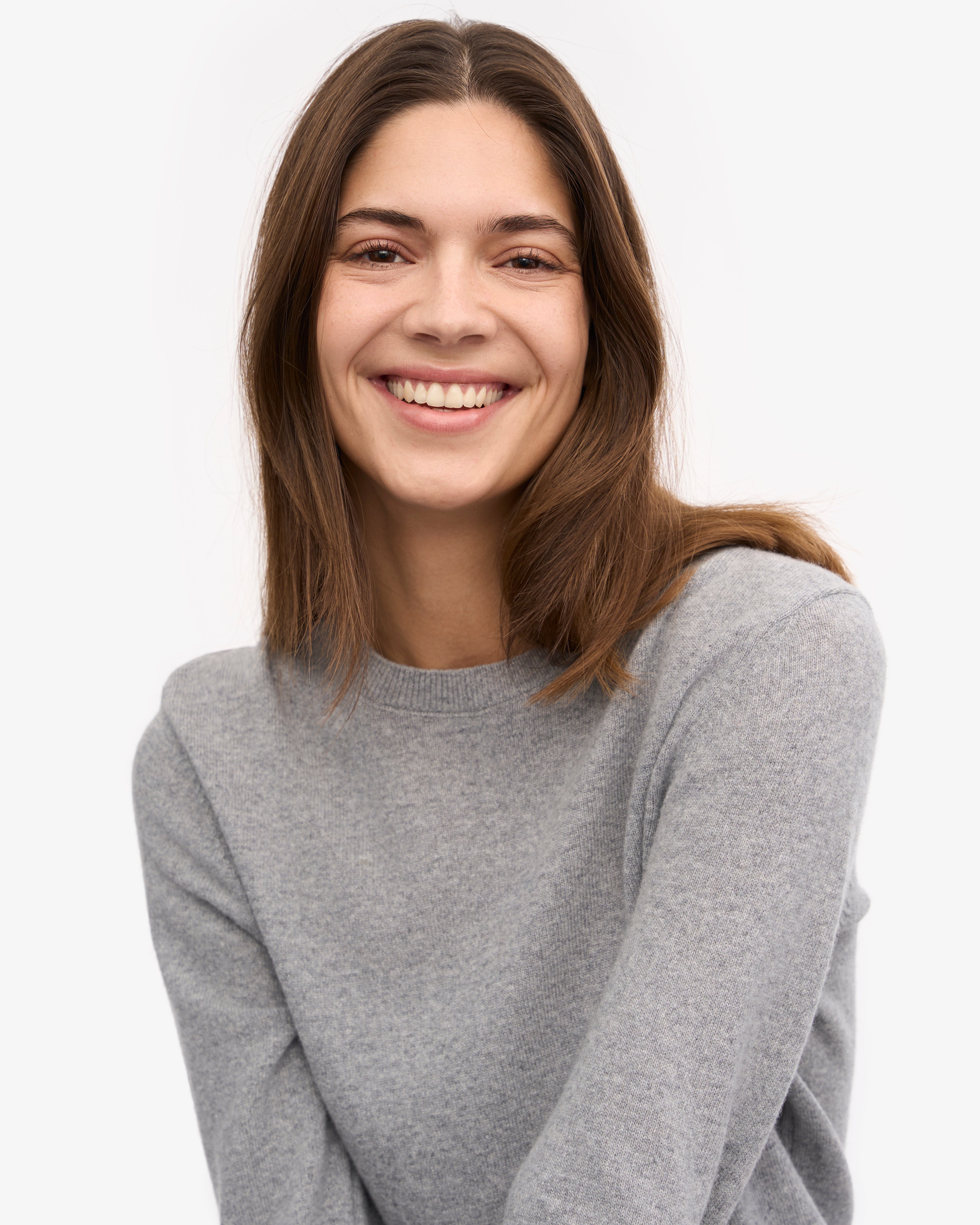 Women's Lightweight Merino Wool Crew Neck Sweater - Heather Grey - Soft & Warm Winter Pullover for Casual Wear & Outdoor Activities
